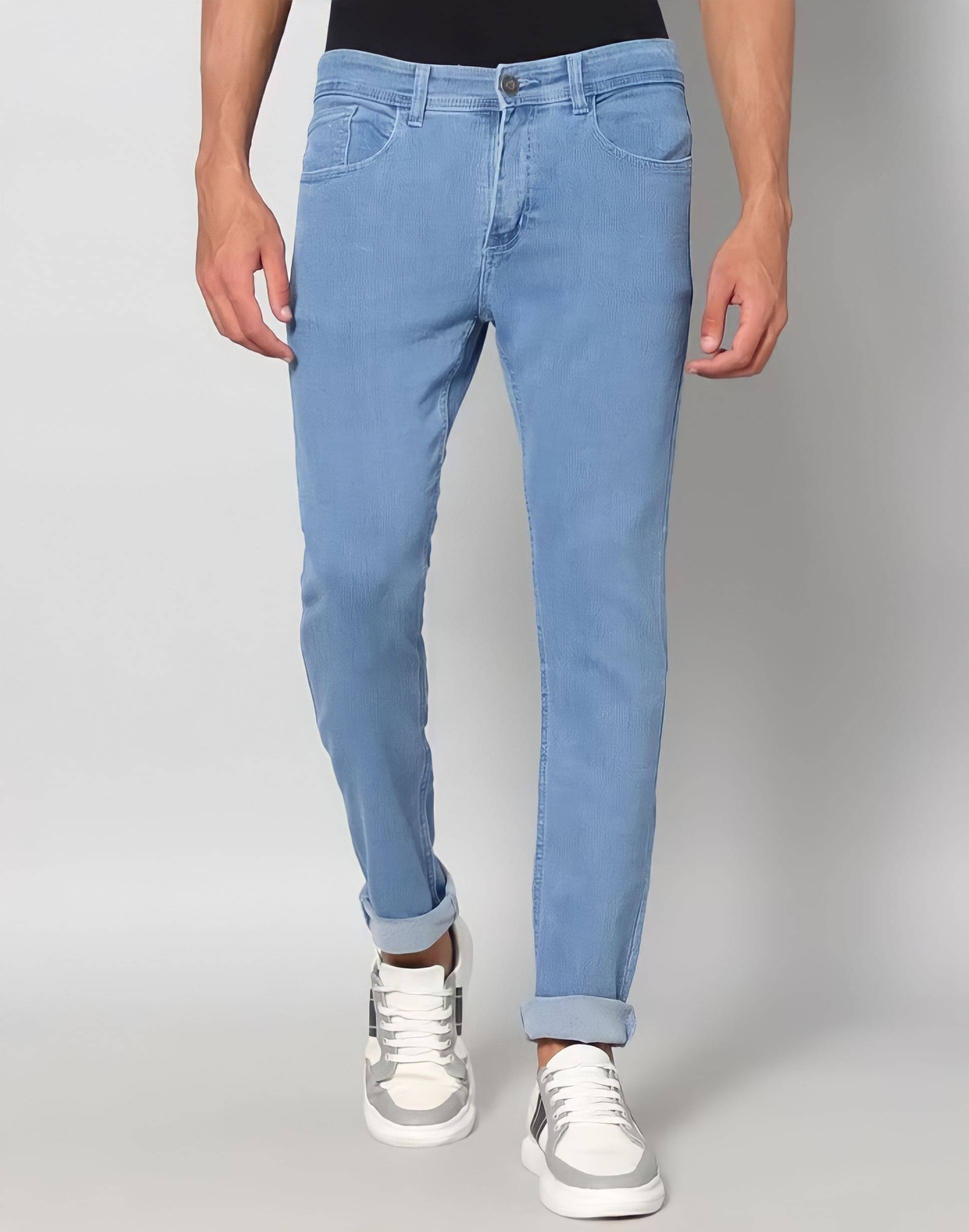     			Sindon Regular Fit Cuffed Hem Men's Jeans - Light Blue ( Pack of 1 )