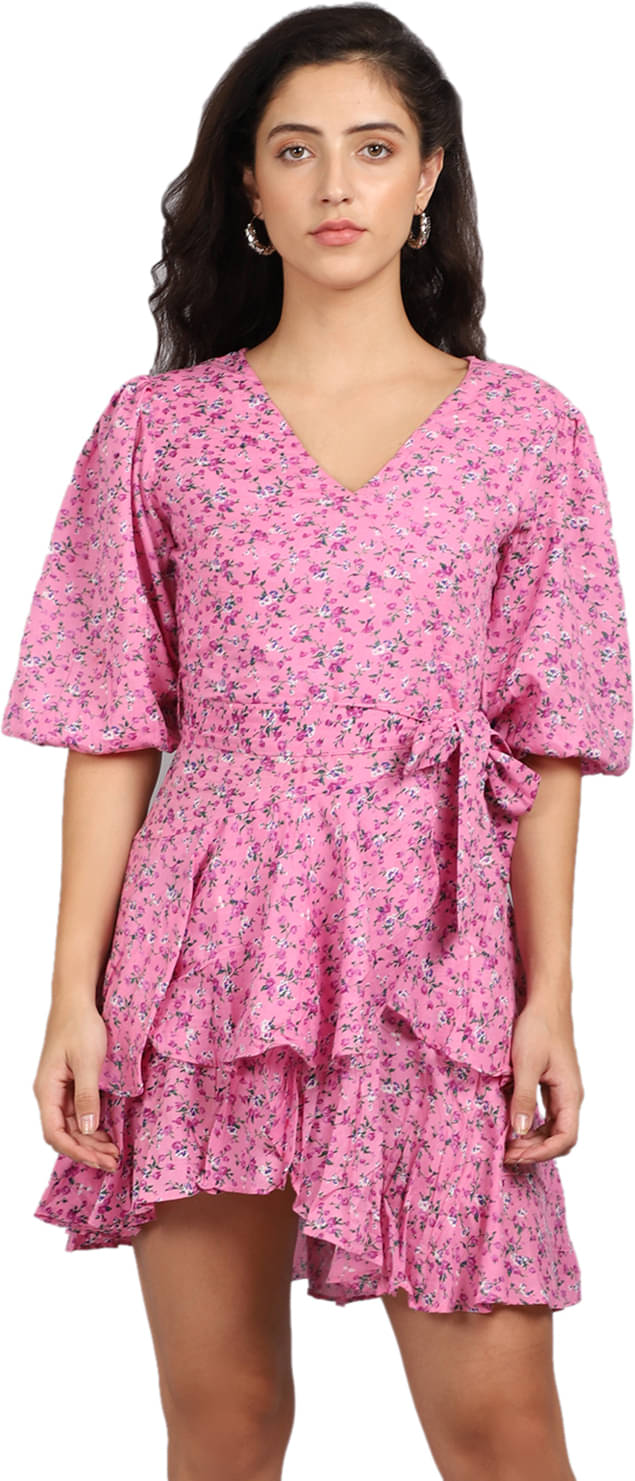     			marc louis Women Cotton Printed Fit & Flare Dress ( Multicolor )