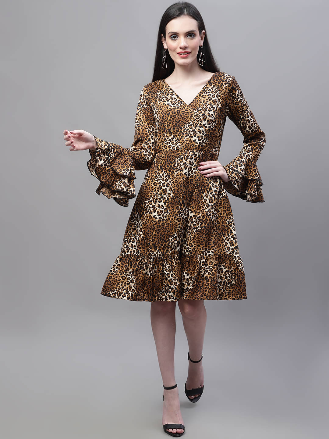     			marc louis Women Crepe Printed Fit & Flare Dress ( Multi Color )