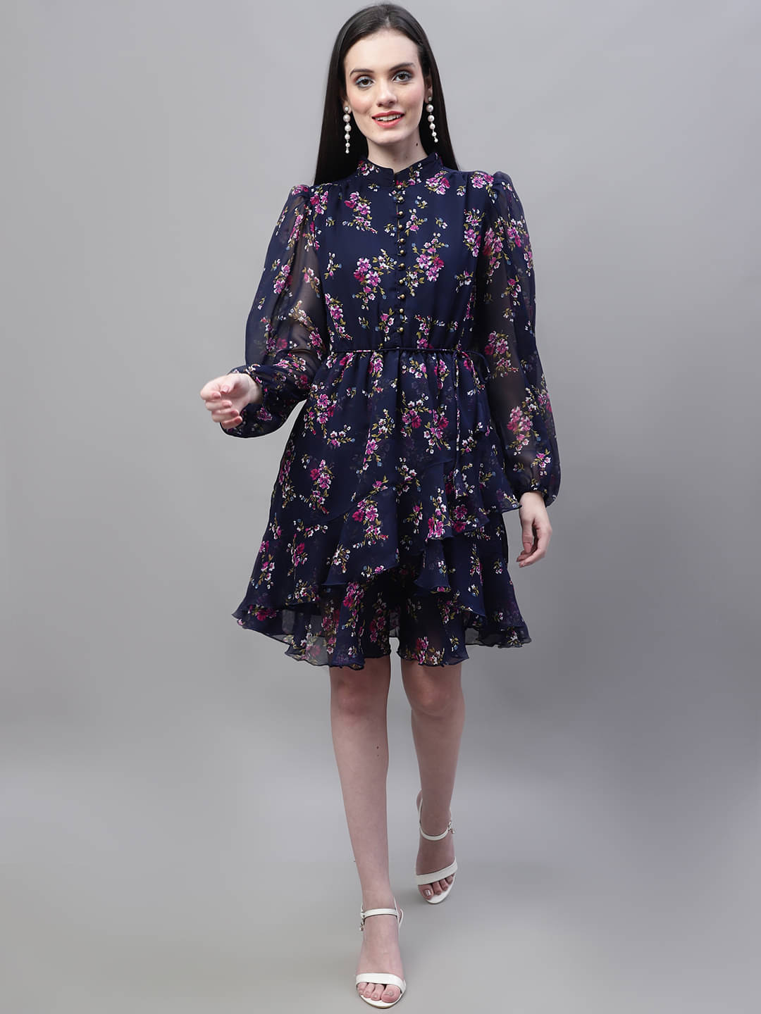 marc louis Women Georgette Printed Fit & Flare Dress ( Multicolor ) marc louis Women Georgette Printed Fit & Flare Dress ( Multicolor )