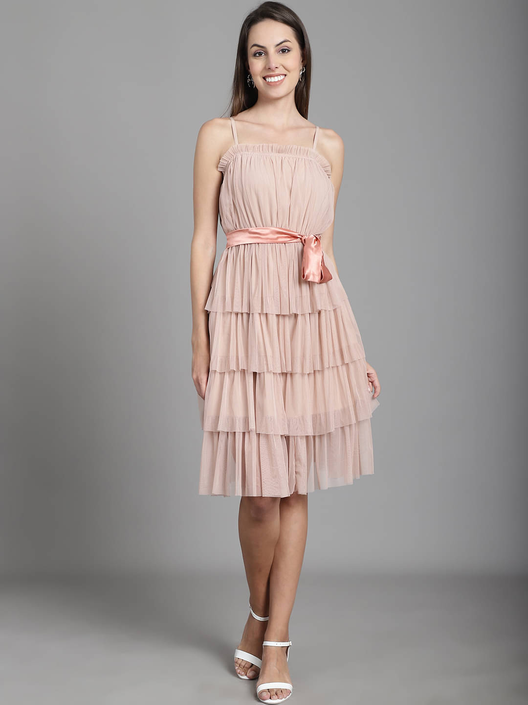 marc louis Women Velvet Printed Fit & Flare Dress ( Pink ) marc louis Women Velvet Printed Fit & Flare Dress ( Pink )