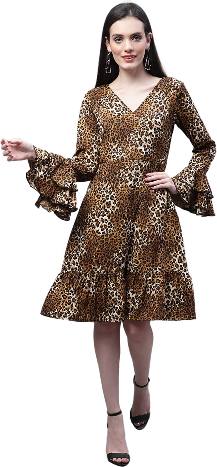     			marc louis Women Viscose Rayon Printed Fit & Flare Dress ( Multi Color )