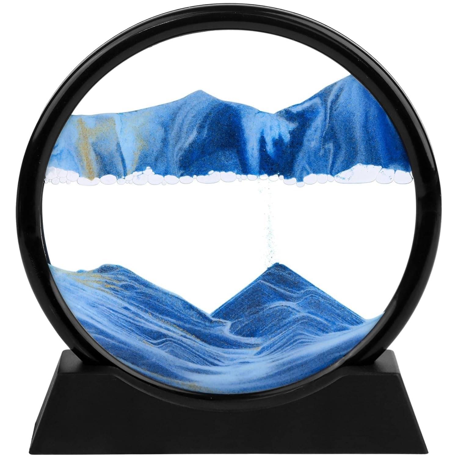     			3D Dynamic Sand Art Liquid Motion, Moving Sand Art Picture Round Glass, 3D Deep Sea Sandscape in Motion Display, Flowing Sand Frame for Desktop, Home, Office, Work Decor (Multi Color-7 Inch)
