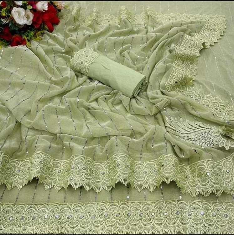 A TO Z CART Lycra Embellished Saree With Unstitched Blouse Piece ( Sea Green ) A TO Z CART Lycra Embellished Saree With Unstitched Blouse Piece ( Sea Green )