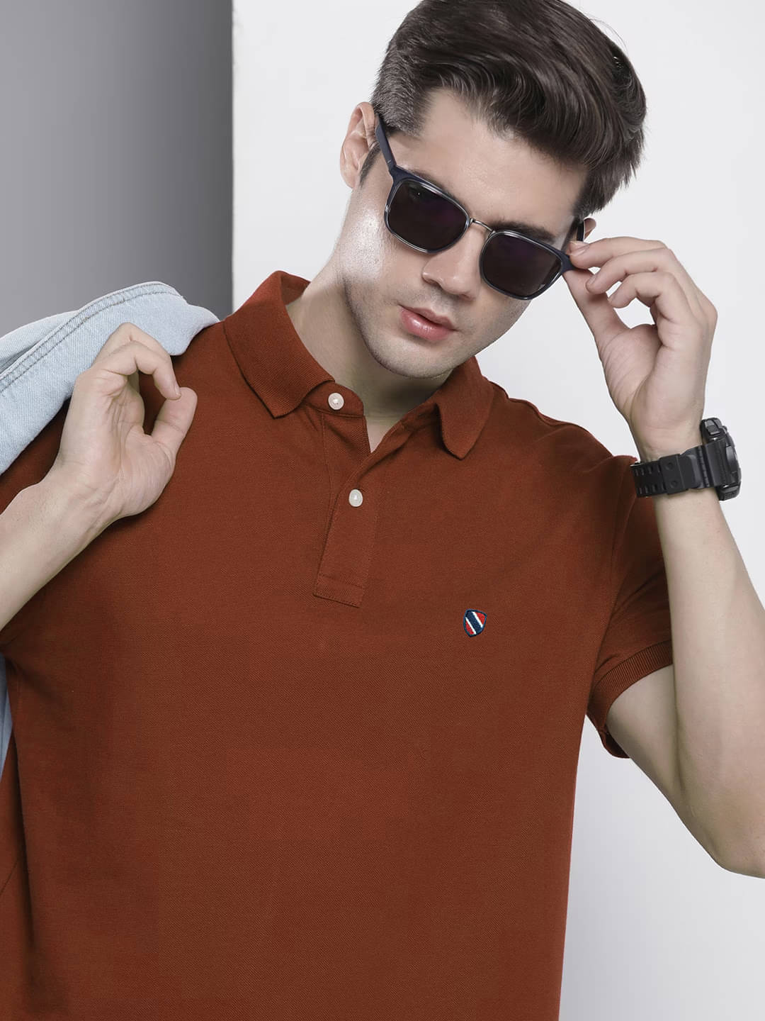 AIN6 Pack of 1 Cotton Blend Regular Fit Solid Half Sleeves Men's Polo T Shirt ( Rust )     			AIN6 Pack of 1 Cotton Blend Regular Fit Solid Half Sleeves Men's Polo T Shirt ( Rust )