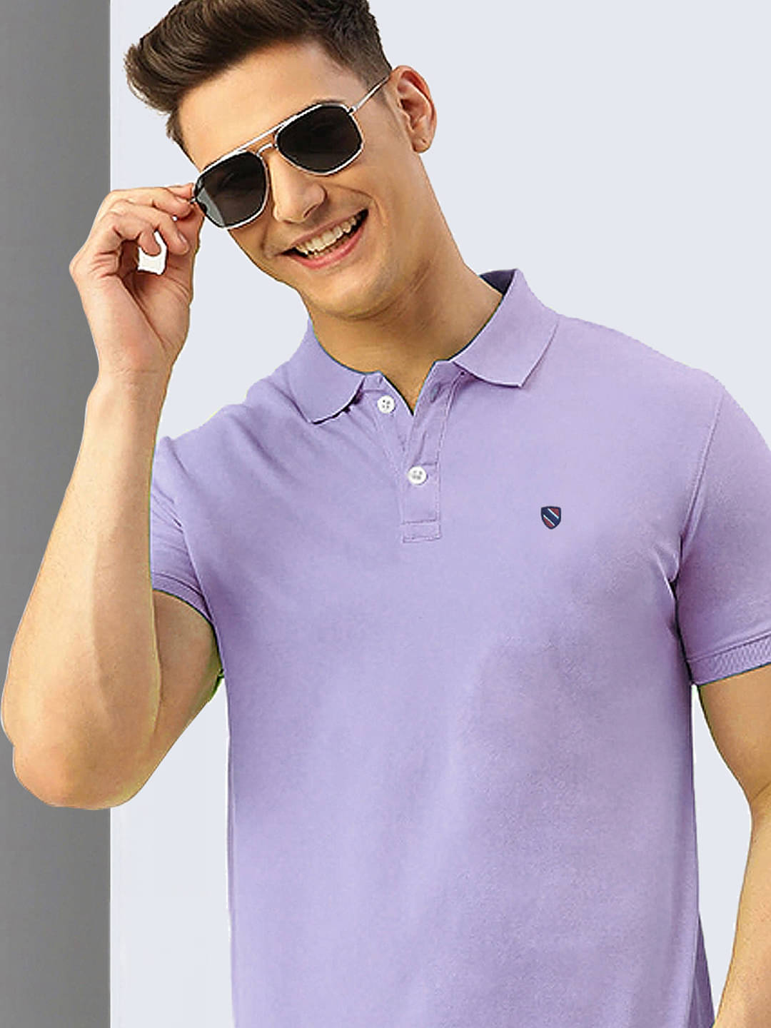     			AIN6 Pack of 1 Cotton Blend Regular Fit Solid Half Sleeves Men's Polo T Shirt ( Lavender )