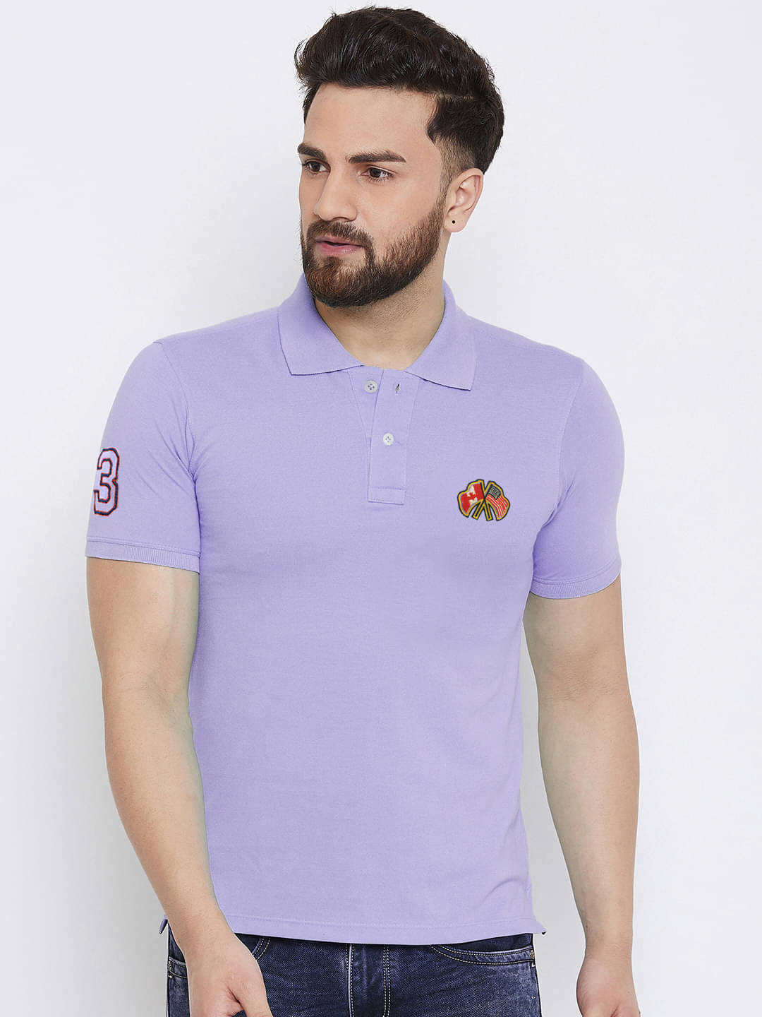 AIN6 Pack of 1 Cotton Blend Regular Fit Solid Half Sleeves Men's Polo T Shirt ( Lavender )     			AIN6 Pack of 1 Cotton Blend Regular Fit Solid Half Sleeves Men's Polo T Shirt ( Lavender )