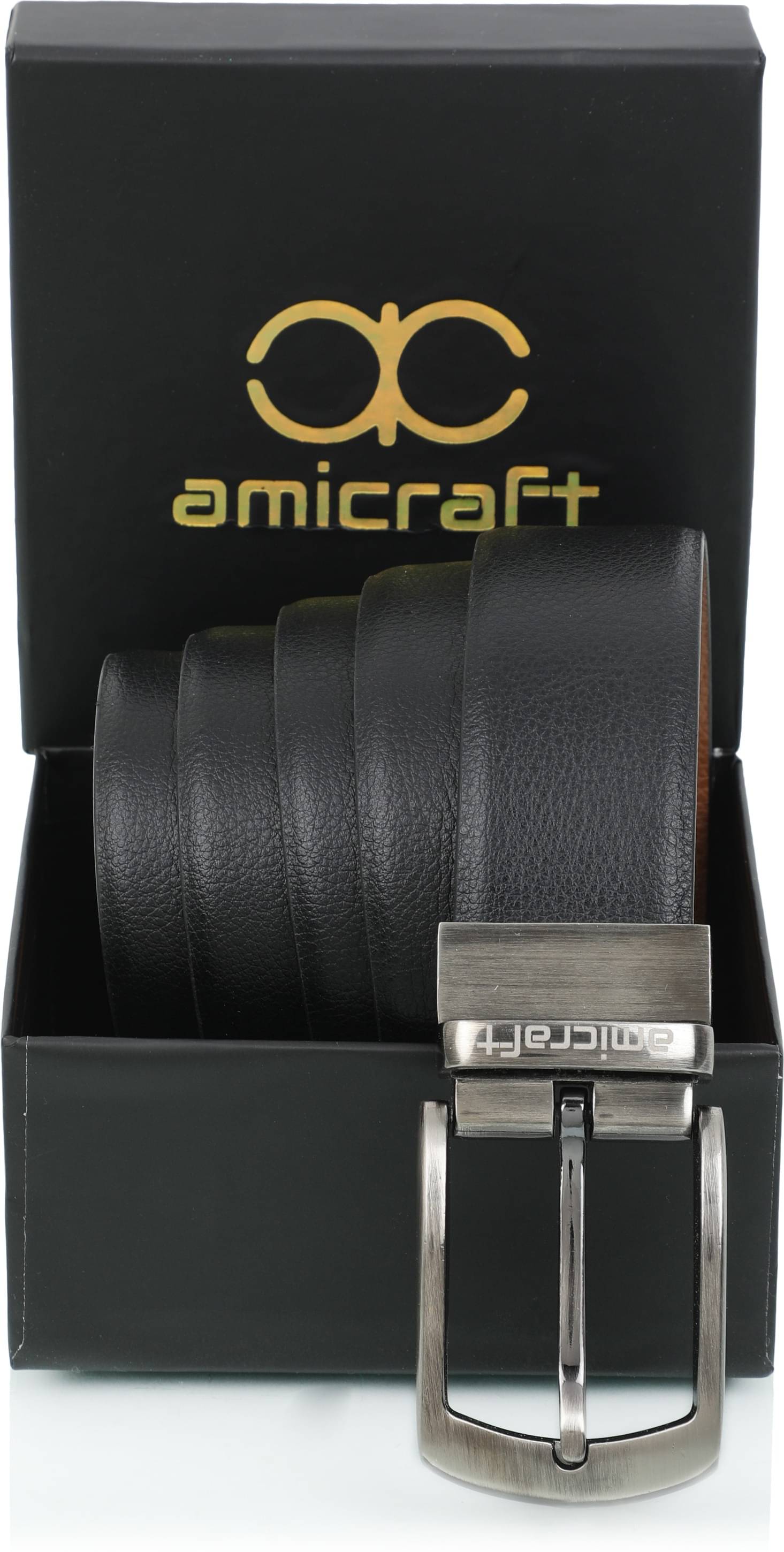     			Amicraft - Black 100% Leather Men's Casual Belt ( Pack of 1 )