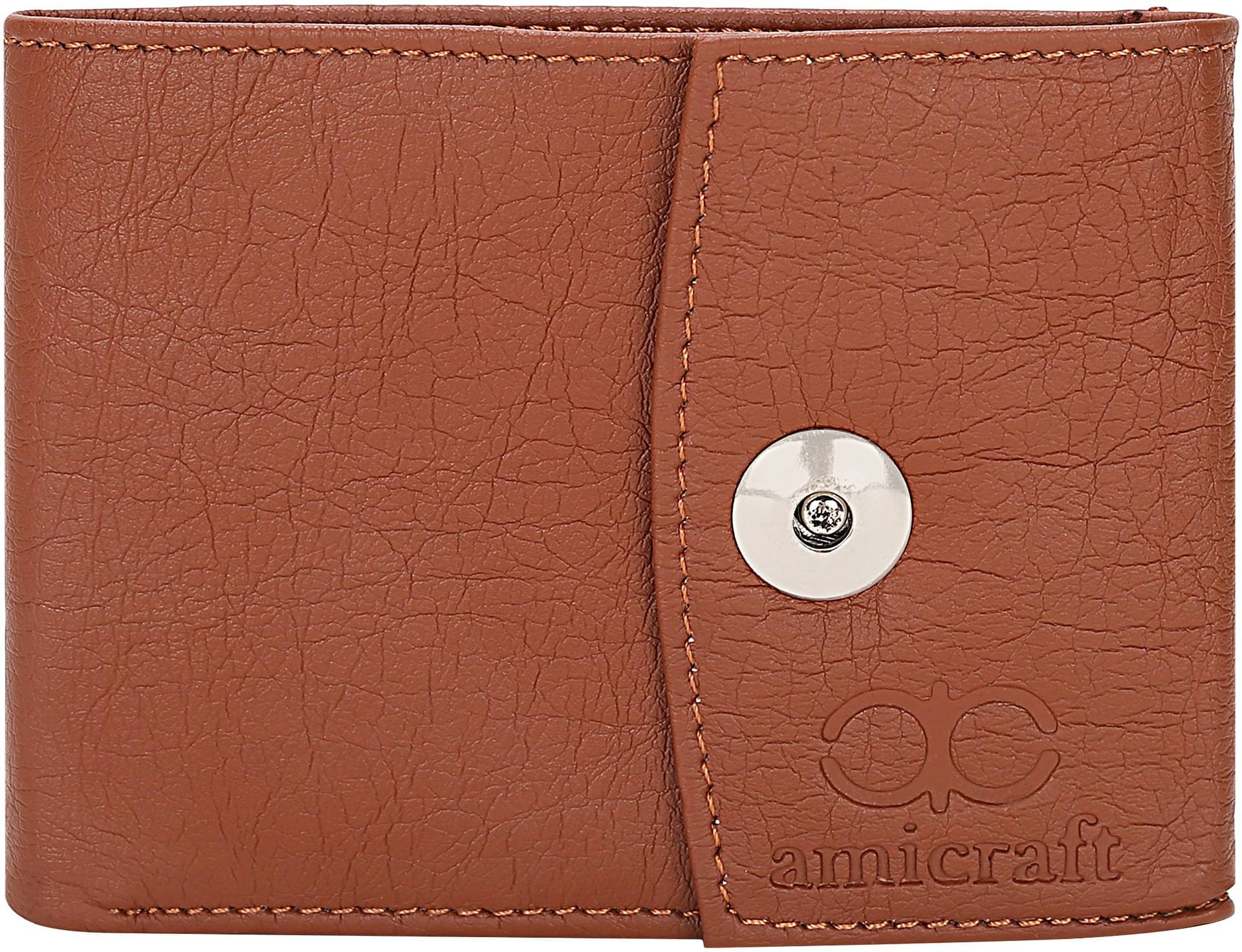     			Amicraft PU Self Design Men's Regular Wallet With 6 Slots For Card ( Brown , Pack of 1 )