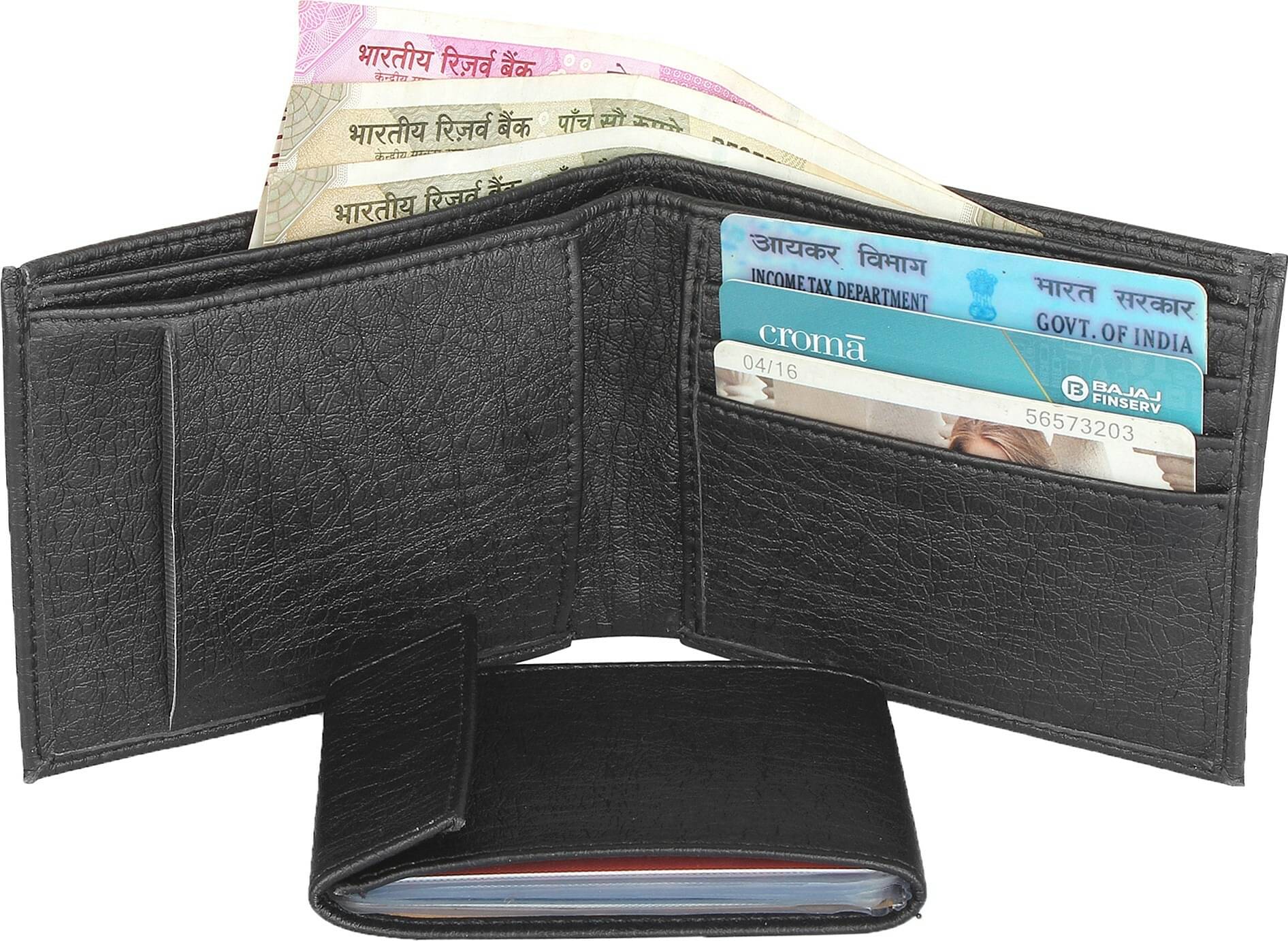     			Amicraft PU Self Design Men's Regular Wallet With 8 Slots For Card ( Black , Pack of 1 )
