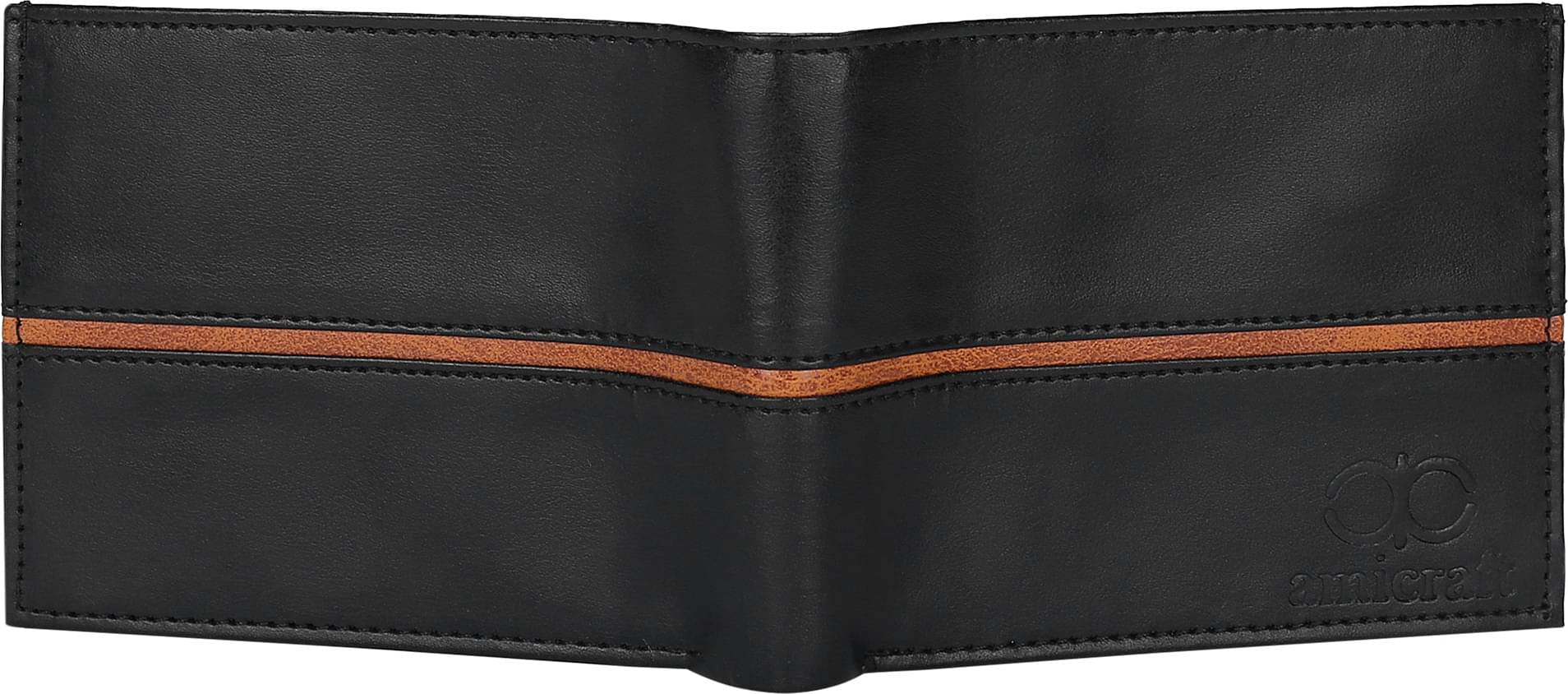     			Amicraft PU Self Design Men's Regular Wallet With 6 Slots For Card ( Black , Pack of 1 )