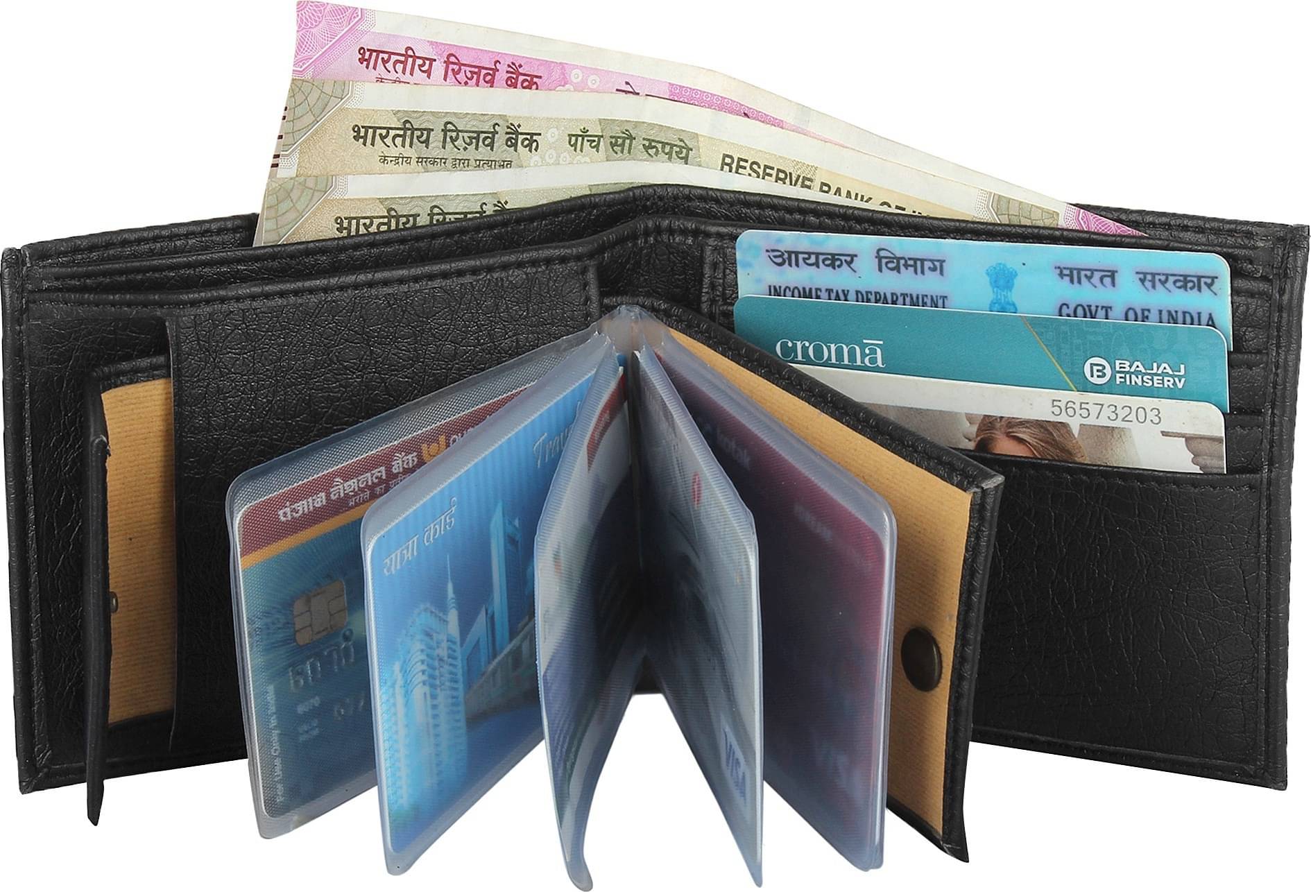     			Amicraft PU Solid Men's Regular Wallet With 10 Slots For Card ( Black , Pack of 1 )