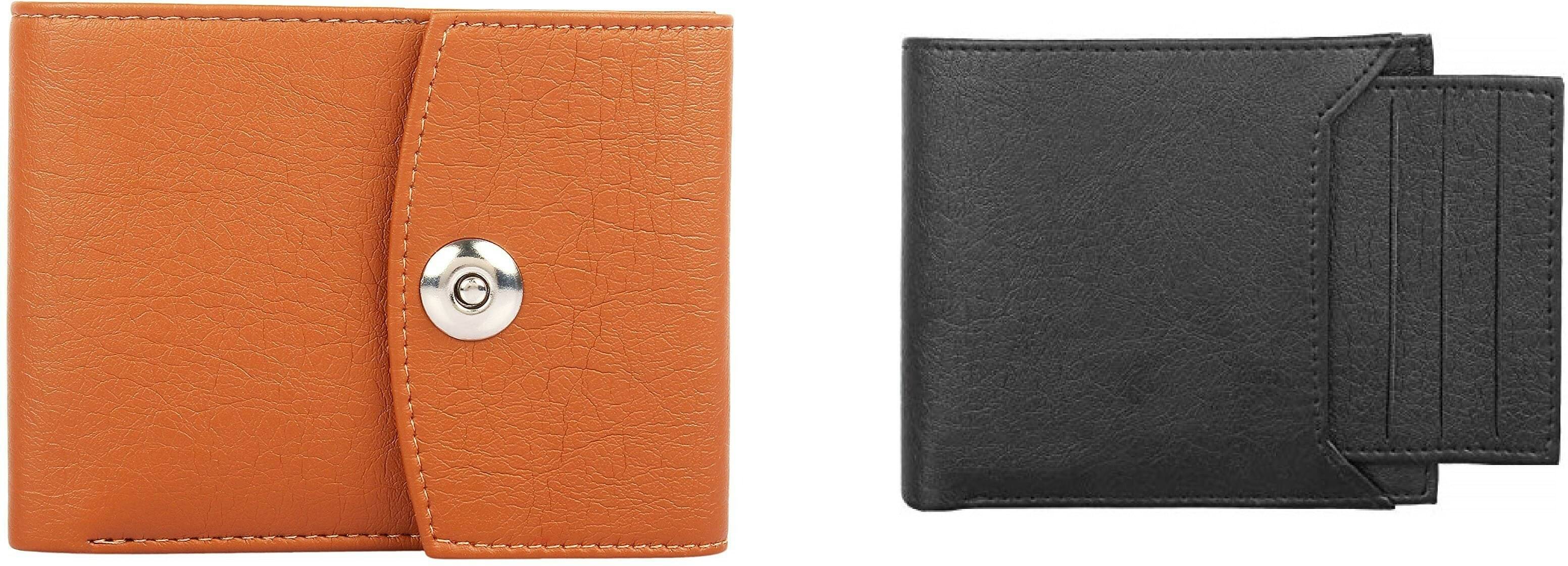     			Amicraft PU Solid Men's Regular Wallet With 8 Slots For Card ( Tan , Pack of 2 )