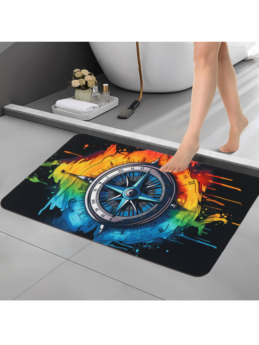     			BELLA TRUE Anti-skid Rubber Bath Mat Other Sizes cm ( Pack of 2 ) - Black