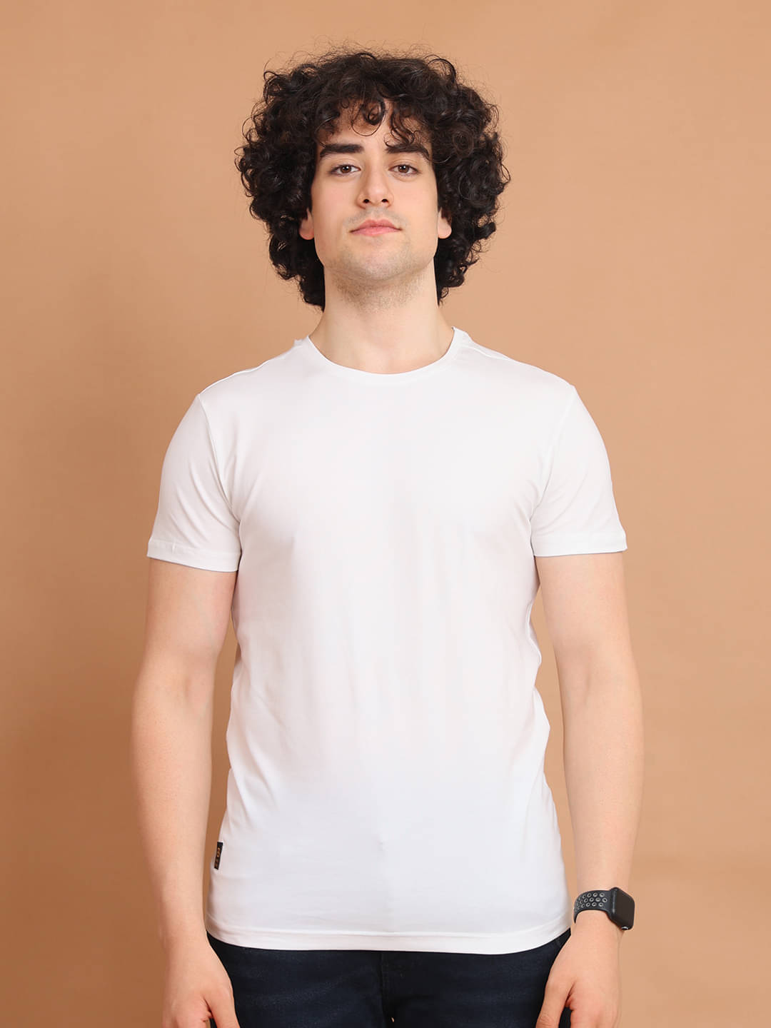BERRYBLUES Cotton Blend Regular Fit Solid Half Sleeves Men's Round T-Shirt - Off White ( Pack of 1 ) BERRYBLUES Cotton Blend Regular Fit Solid Half Sleeves Men's Round T-Shirt - Off White ( Pack of 1 )