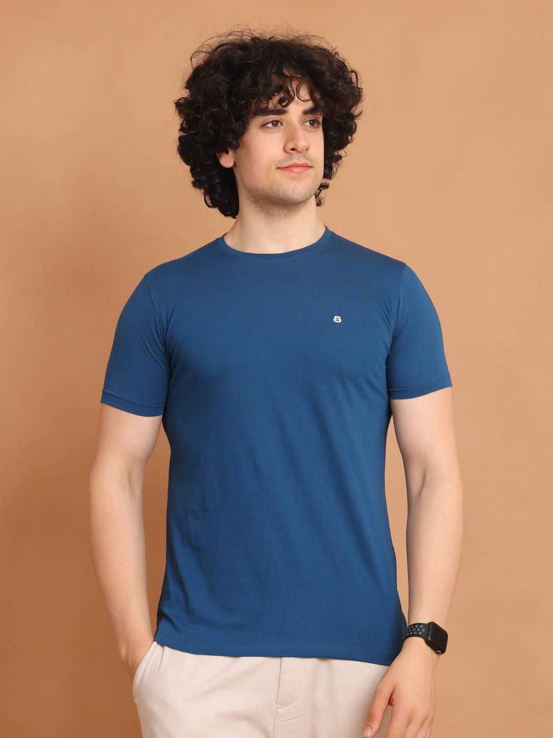 BERRYBLUES Cotton Blend Regular Fit Solid Half Sleeves Men's Round T-Shirt - Blue ( Pack of 1 ) BERRYBLUES Cotton Blend Regular Fit Solid Half Sleeves Men's Round T-Shirt - Blue ( Pack of 1 )