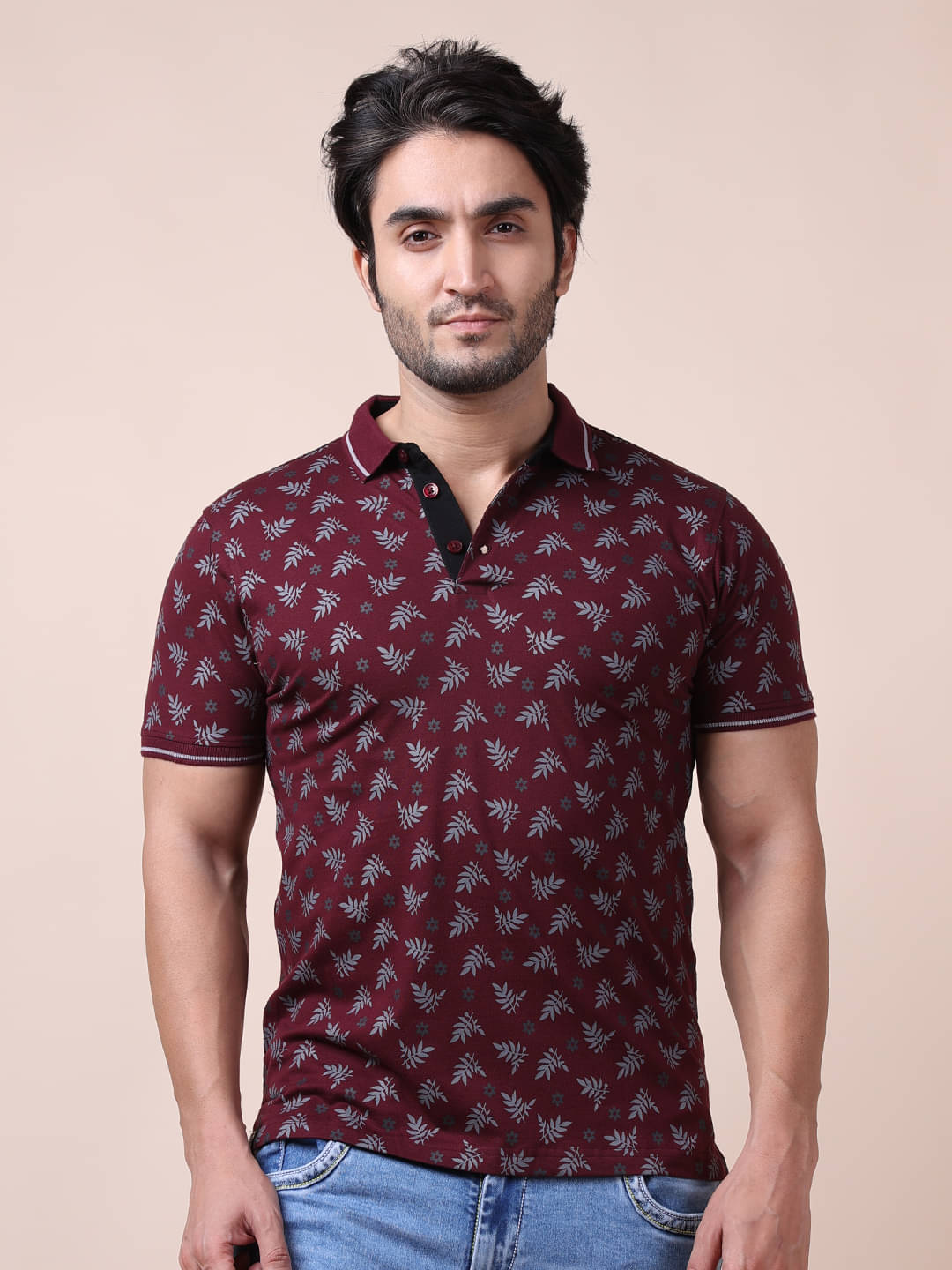 BERRYBLUES Cotton Blend Regular Fit Printed Half Sleeves Men's V-Neck T-Shirt - Maroon ( Pack of 1 ) BERRYBLUES Cotton Blend Regular Fit Printed Half Sleeves Men's V-Neck T-Shirt - Maroon ( Pack of 1 )