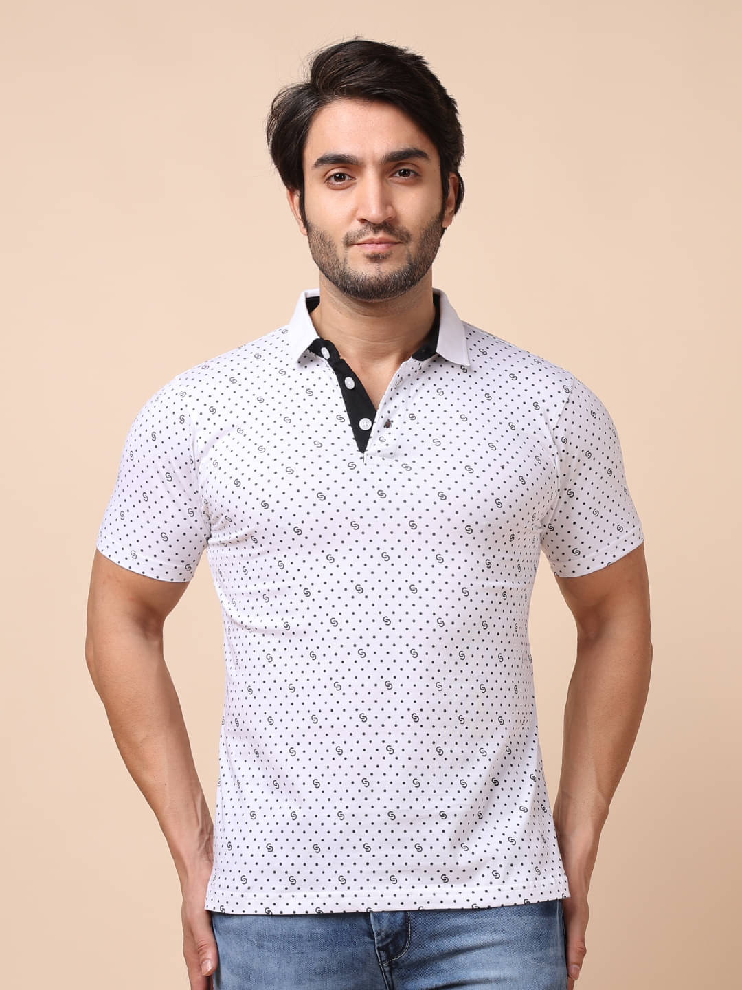     			BERRYBLUES Cotton Blend Regular Fit Printed Half Sleeves Men's V-Neck T-Shirt - White ( Pack of 1 )