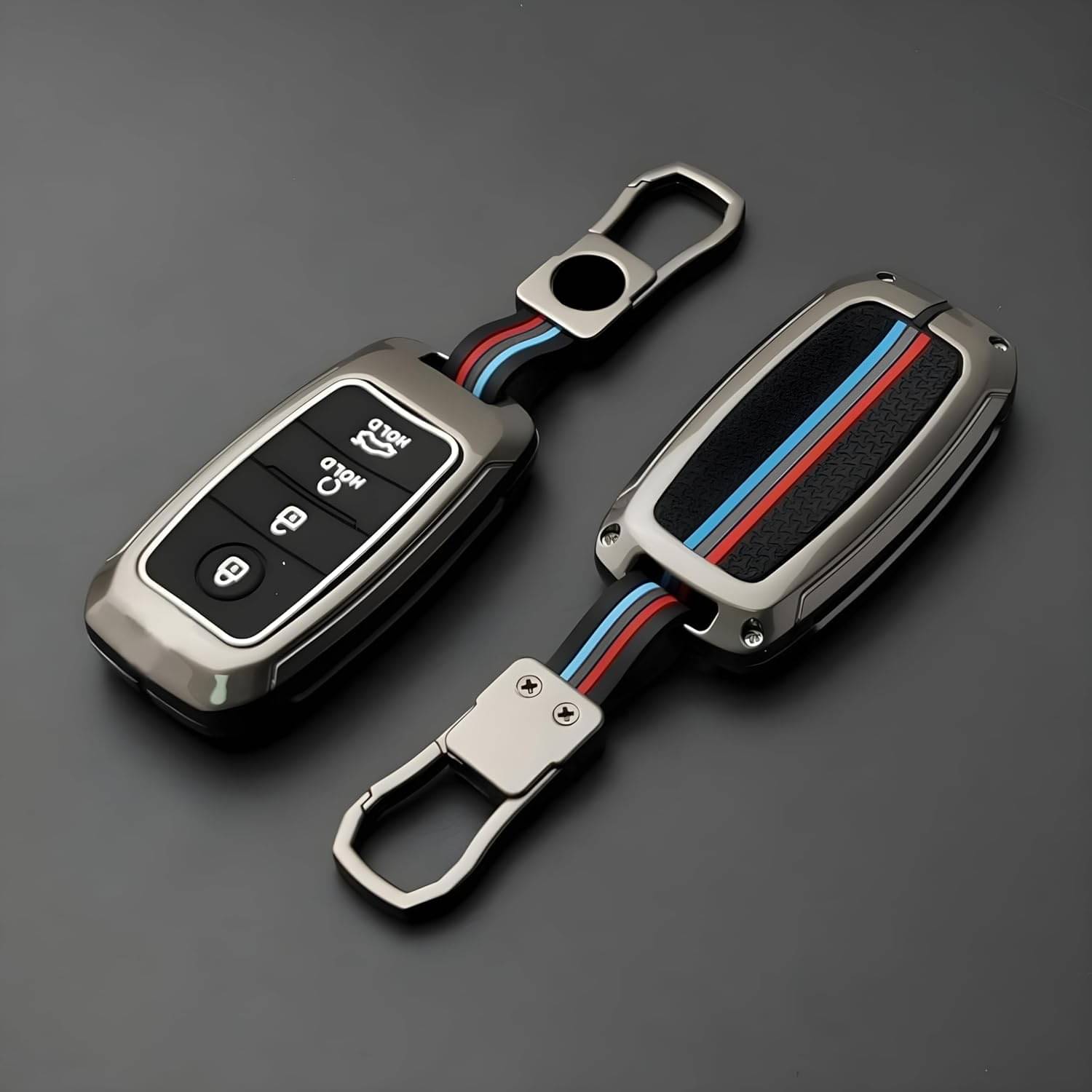 BKN Luxury Metal Soft Car Key Shell with Keychain & Full Protection Key Cover Compatible with Kia 4 Button Old Kia Seltos, Sonnet, Carens (Push Start Car 4 Button Key) BKN Luxury Metal Soft Car Key Shell with Keychain & Full Protection Key Cover Compatible with Kia 4 Button Old Kia Seltos, Sonnet, Carens (Push Start Car 4 Button Key)