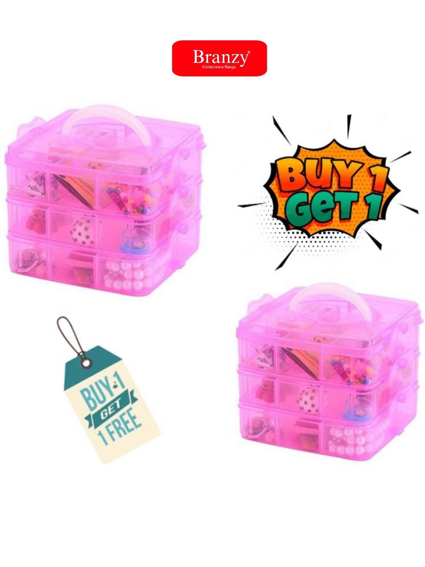     			BRANZY Plastic Pink Multi-Purpose Container ( Set of 1 )