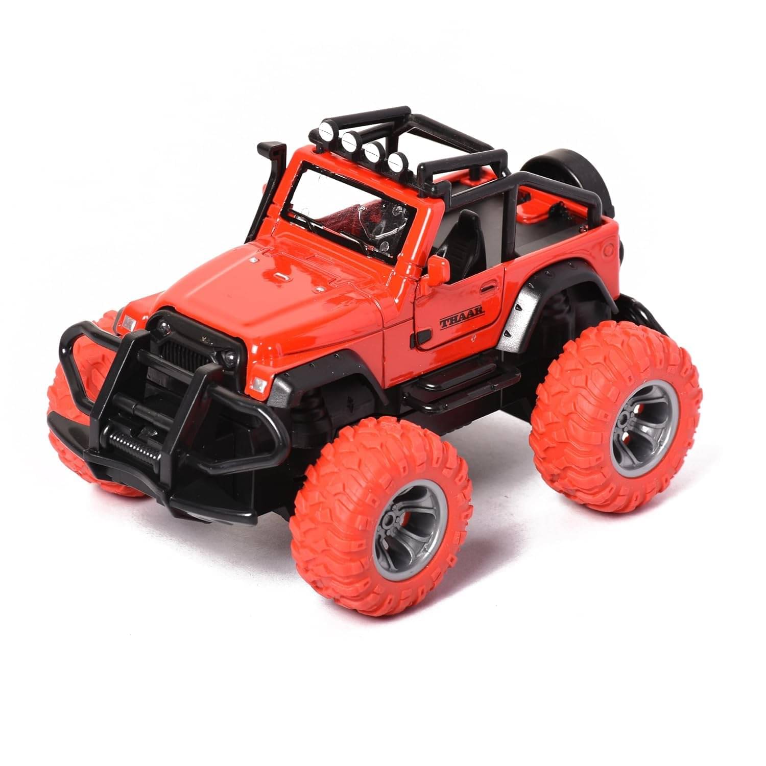     			Braintastic Pullback Thar Model Diecast Metal Car with Toy Vehicle Pull Back Friction Car with Openable Doors Light & Music, 1:32 Scale Toy car for Kids (Red)