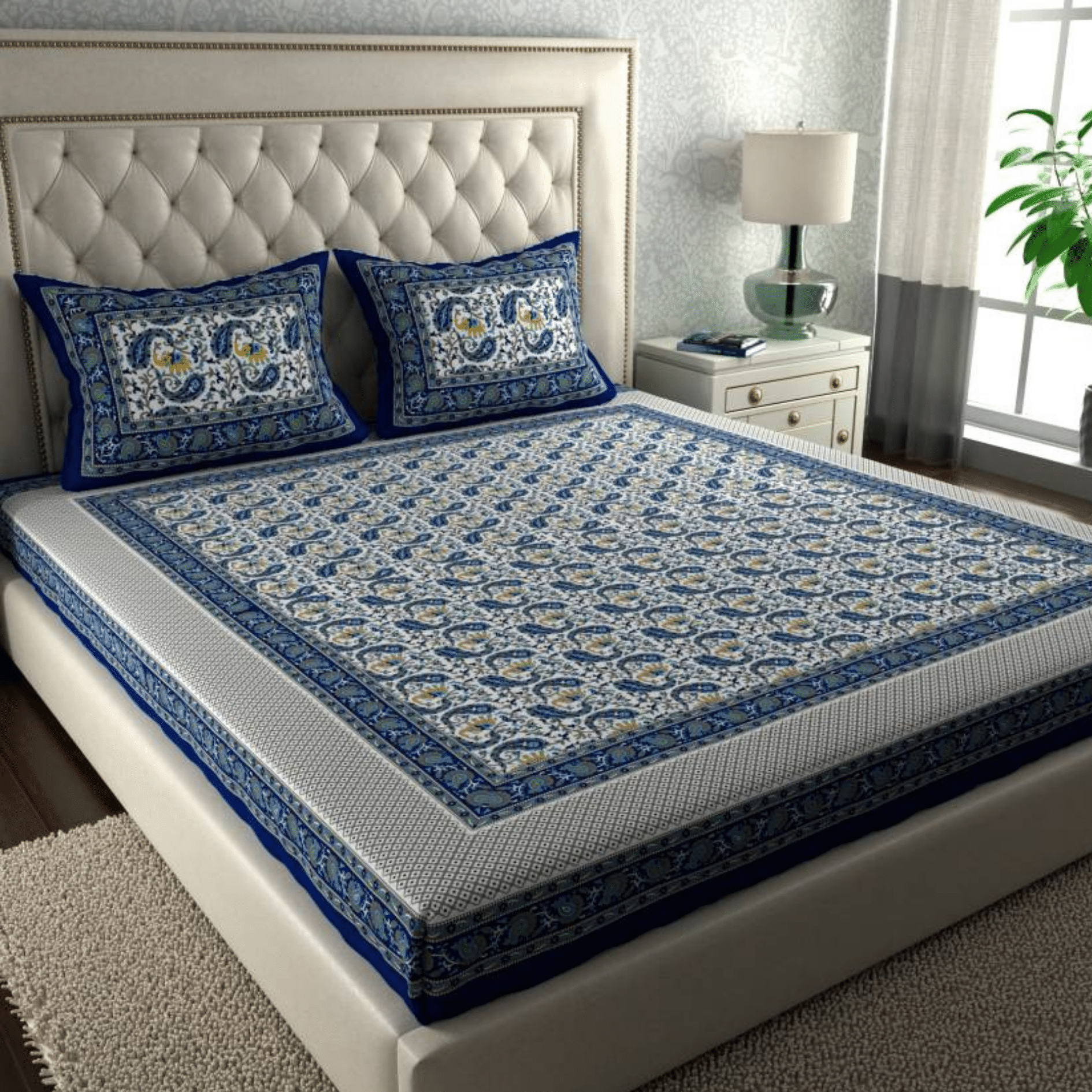 COZYKO Cotton 1 Double Bedsheet with 2 Pillow Covers ( Blue ) COZYKO Cotton 1 Double Bedsheet with 2 Pillow Covers ( Blue )