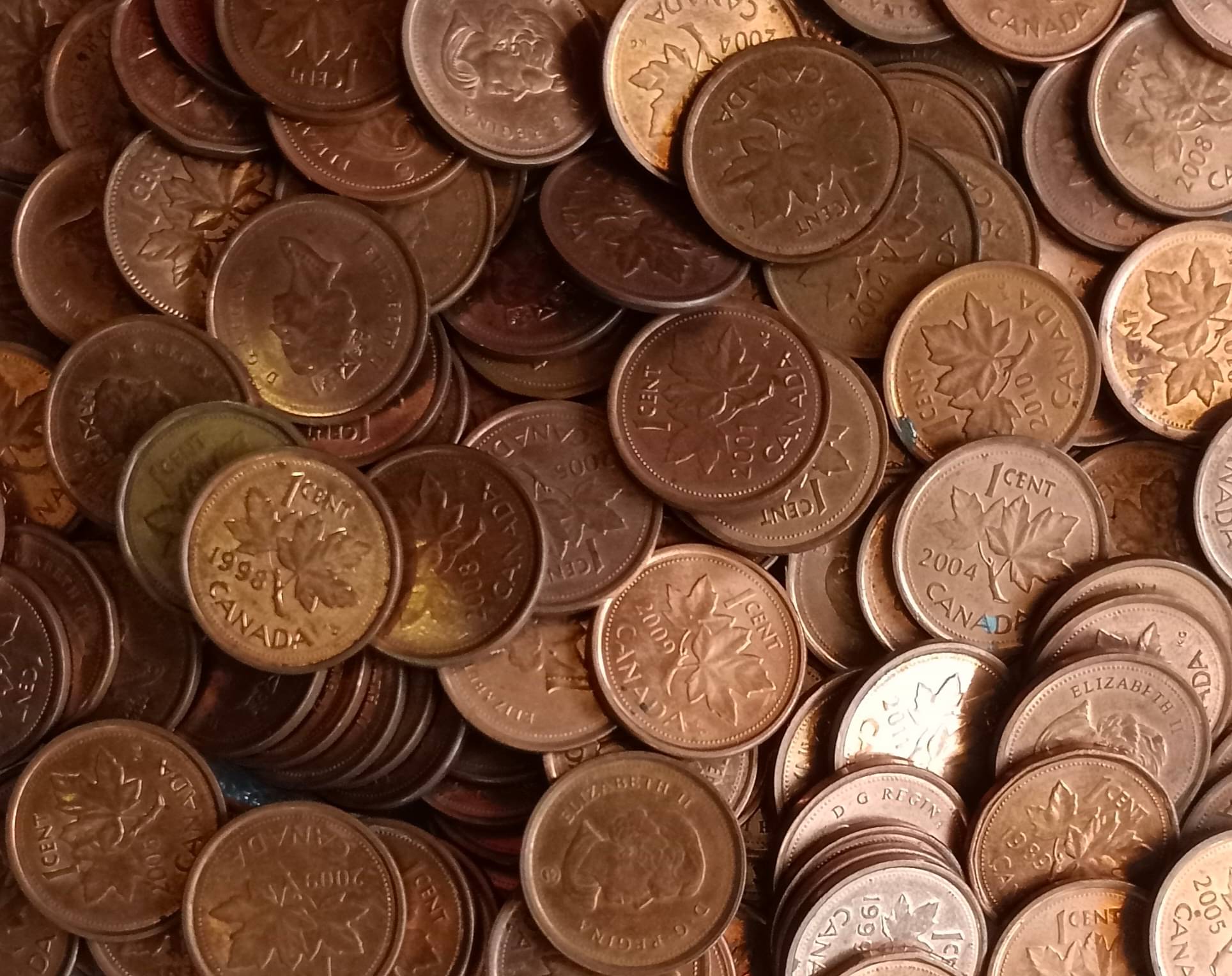     			Canada 1 Cent Coin / One Cent Elizabeth II Lot of 10 UNC Coins