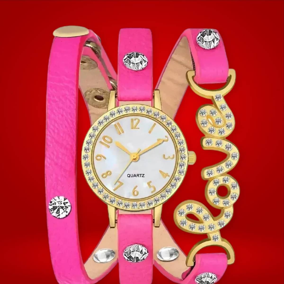     			Cosmic Pink Leather Analog Womens Watch