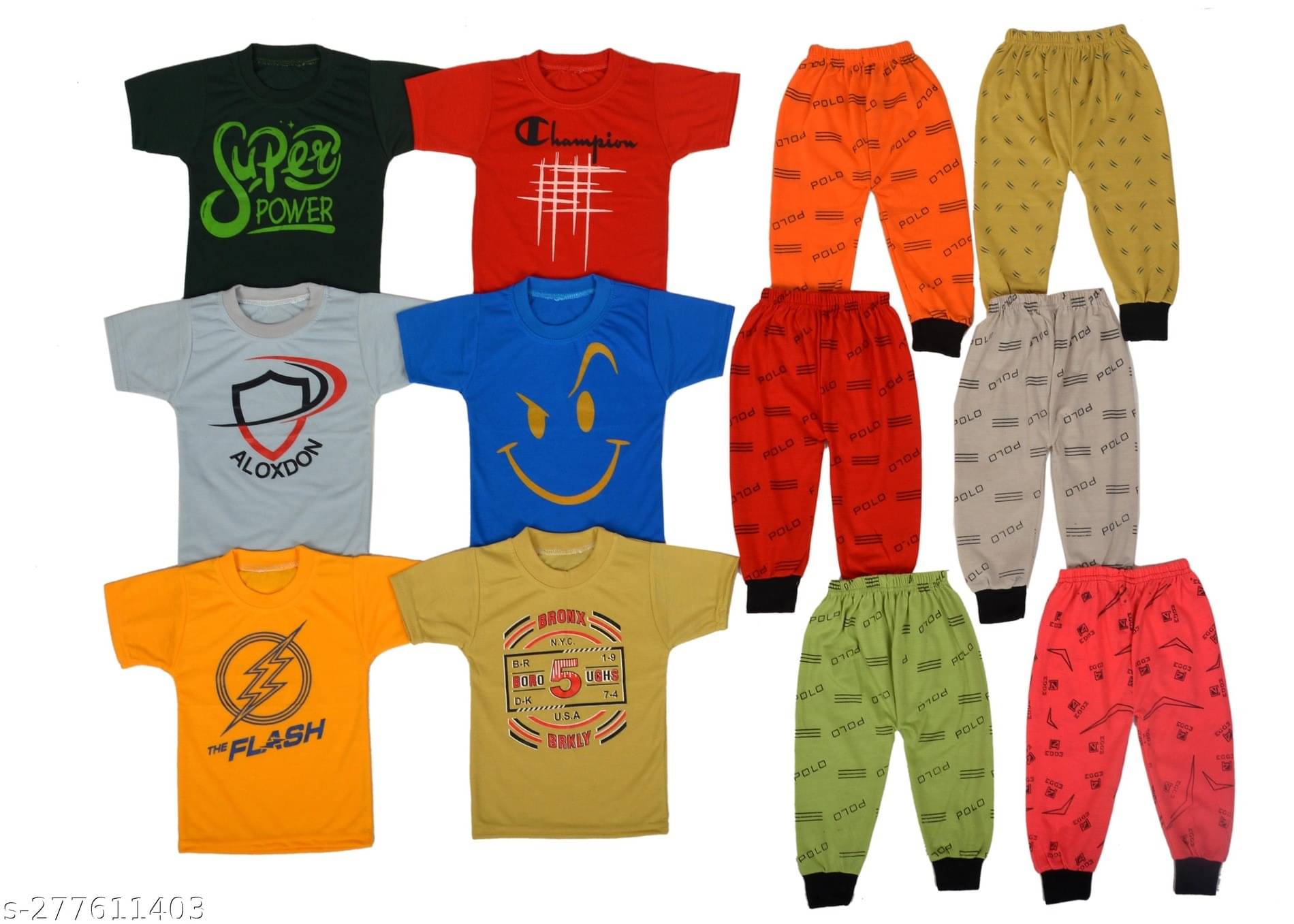 DIAMOND EXPORTER Pack of 6 Baby Boys Cotton Blend T-Shirt & Pants Set ( Multicolor ) DIAMOND EXPORTER Pack of 6 Baby Boys Cotton Blend T-Shirt & Pants Set ( Multicolor )