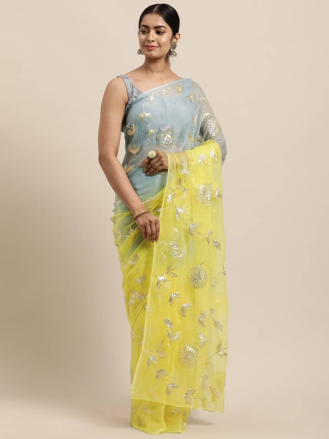 DIKONA DESIGNER Organza Solid Saree With Unstitched Blouse Piece ( Multicolor2 )     			DIKONA DESIGNER Organza Solid Saree With Unstitched Blouse Piece ( Multicolor2 )