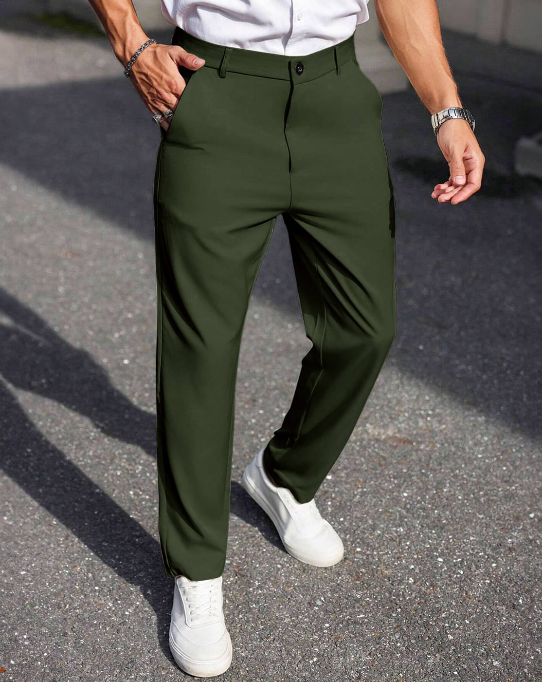     			Eyebogler Regular Flat Men's Formal Trouser - Green ( Pack of 1 )