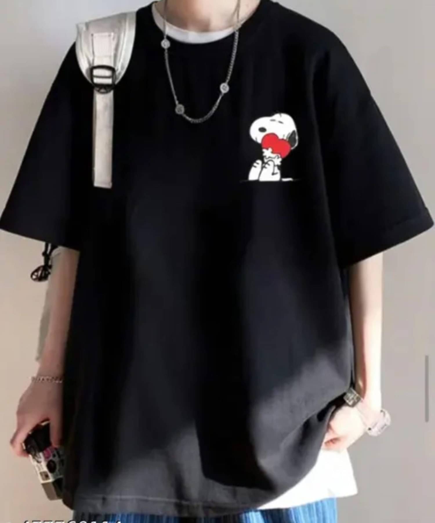 SPARSH THIRTY THREE Men Cotton Blend Oversized Fit Printed T-Shirt ( Black ) SPARSH THIRTY THREE Men Cotton Blend Oversized Fit Printed T-Shirt ( Black )