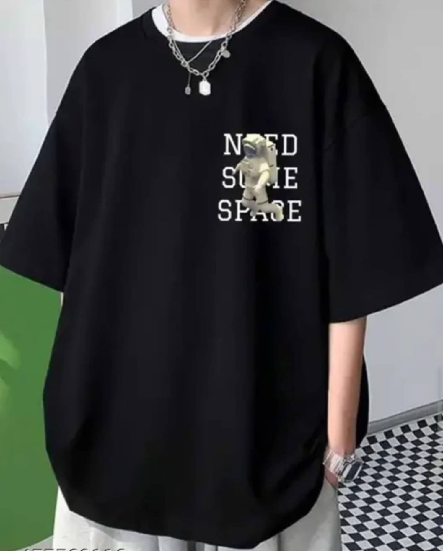 SPARSH THIRTY THREE Men Cotton Blend Oversized Fit Printed T-Shirt ( Black ) SPARSH THIRTY THREE Men Cotton Blend Oversized Fit Printed T-Shirt ( Black )