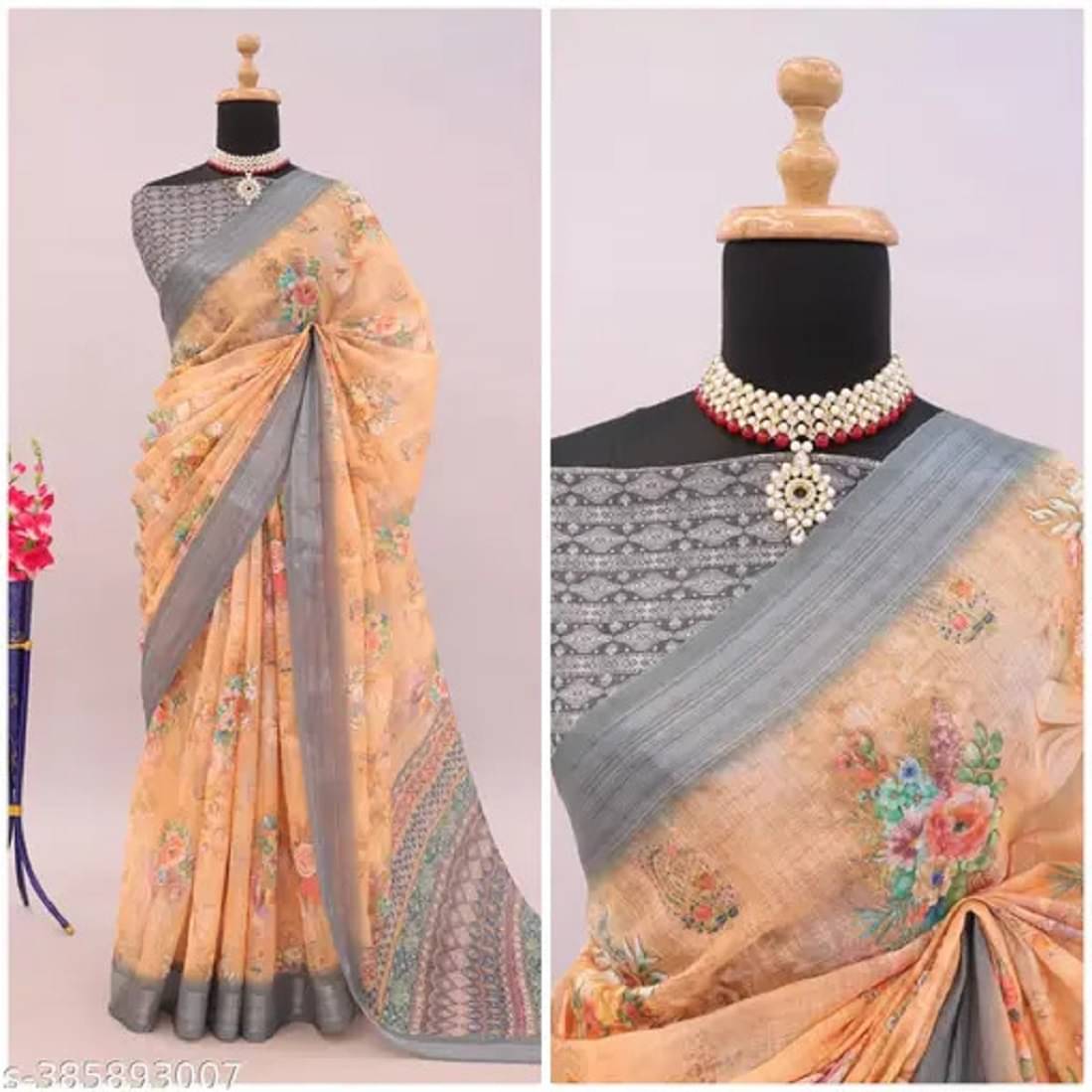     			JILUDI Cotton Printed Saree With Unstitched Blouse Piece ( Orange )