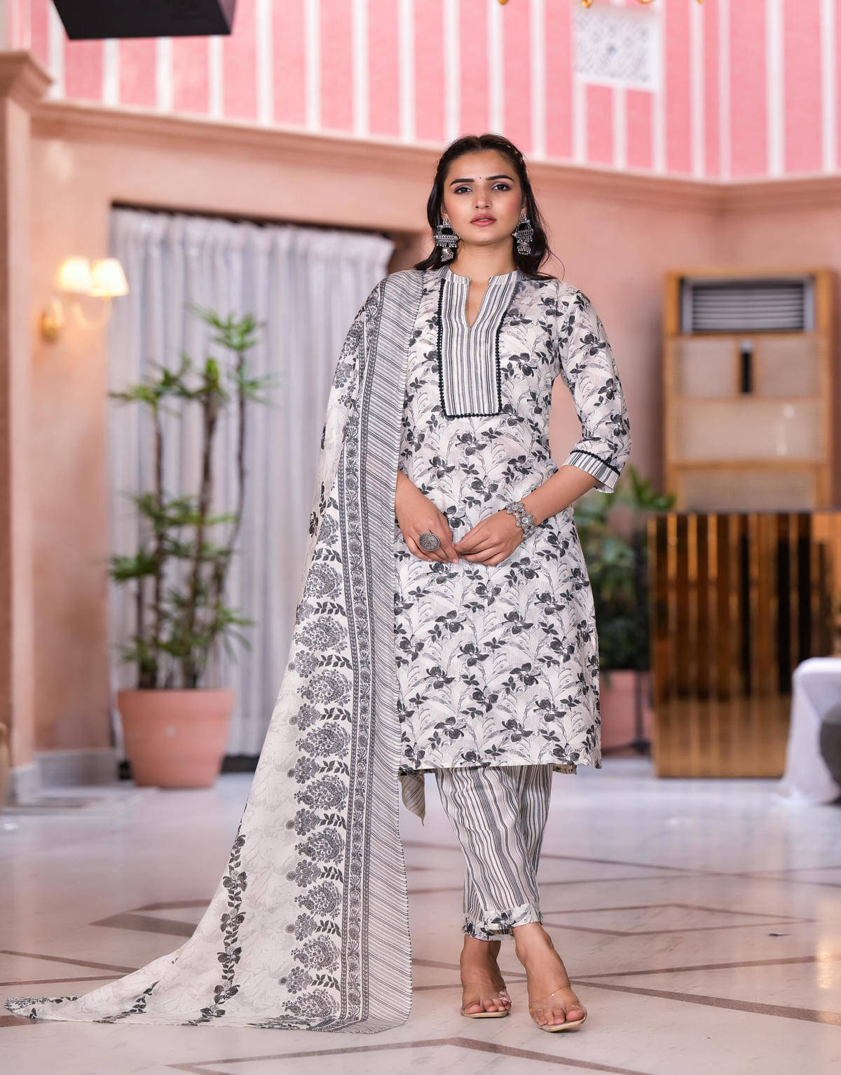 Juniper Polyester Printed Kurti With Pants Women's Stitched Salwar Suit - Grey ( Pack of 1 ) Juniper Polyester Printed Kurti With Pants Women's Stitched Salwar Suit - Grey ( Pack of 1 )
