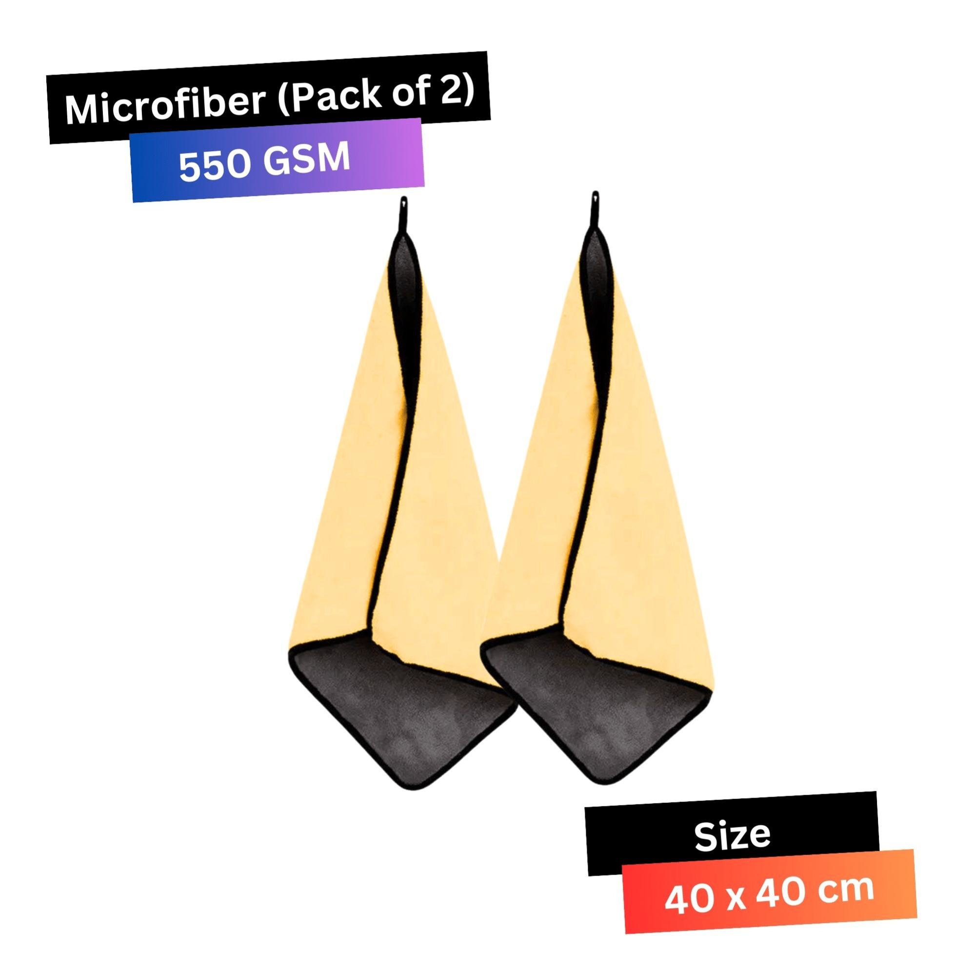     			LIQUIFIBER Orange 550 GSM Microfiber Cloth For Automobile ( Pack of 2 )