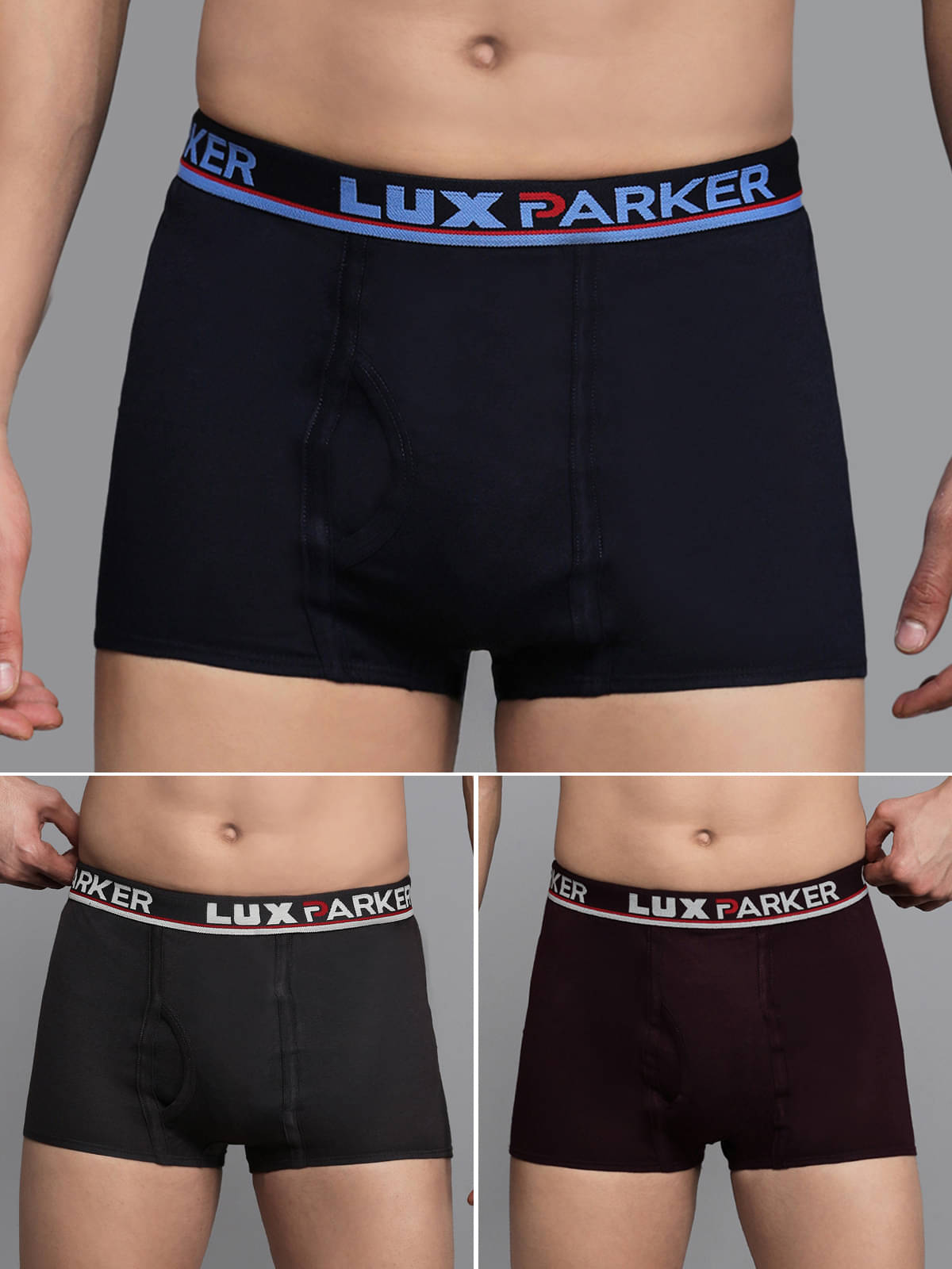 LUX PARKER Pack of 3 Cotton Blend Trunks For Men's ( Multicolor15 )     			LUX PARKER Pack of 3 Cotton Blend Trunks For Men's ( Multicolor15 )