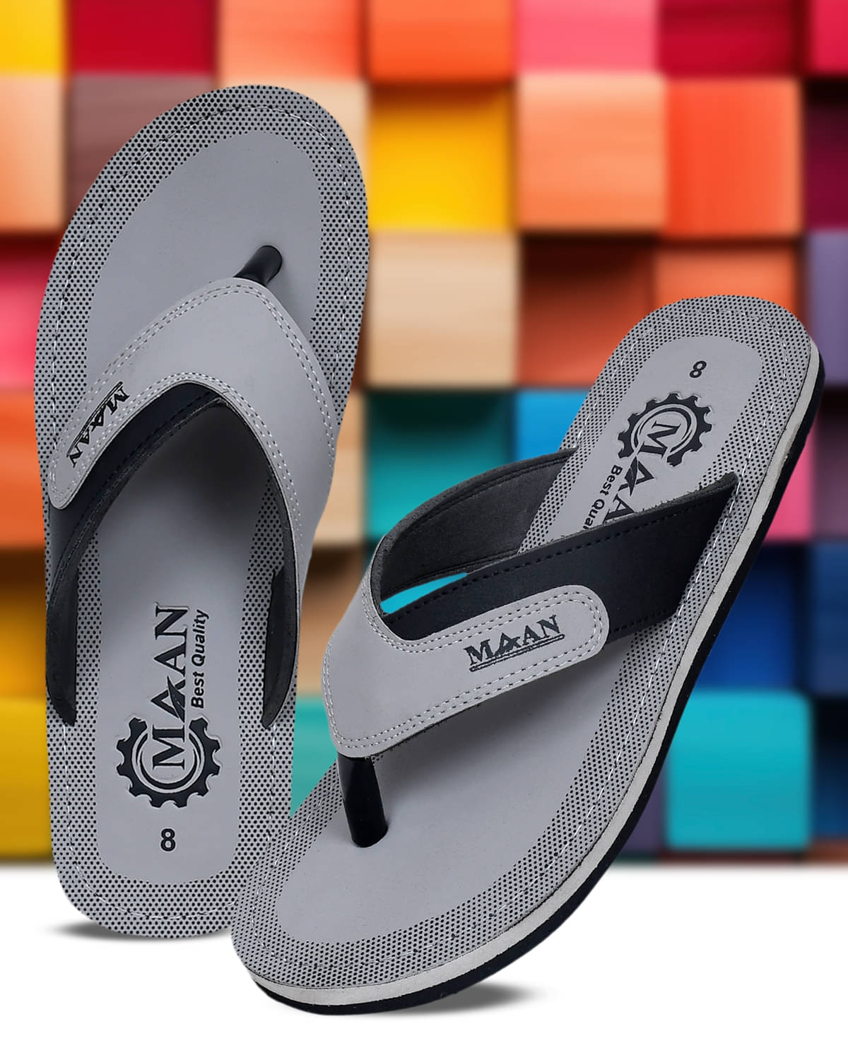     			MAAN Grey Melange Men's Thong Flip Flop