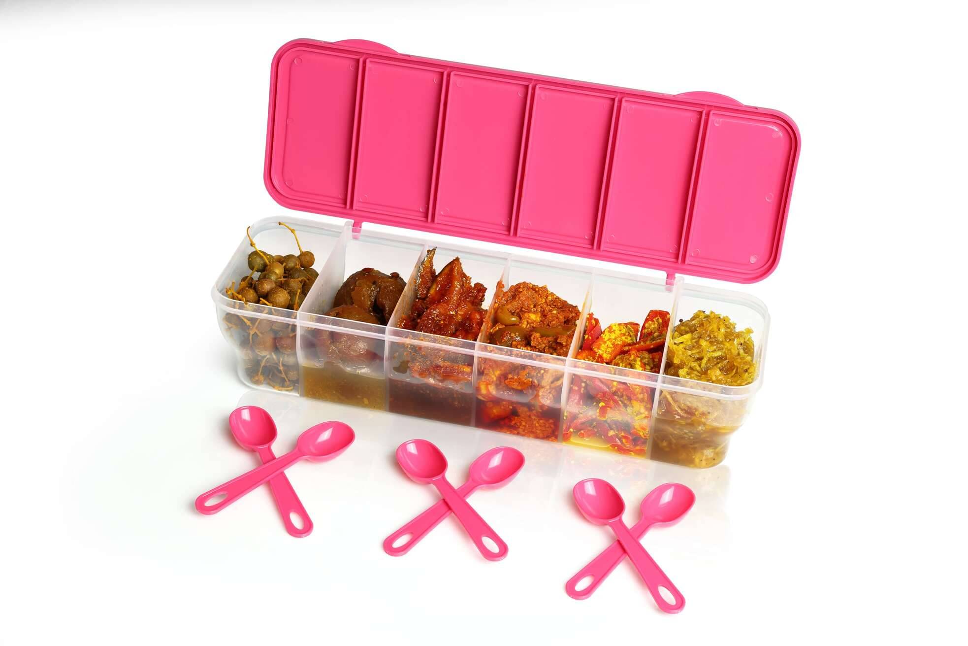     			MAGICSPOON Pickle Container Set Polyproplene Pink Pickle Container ( Set of 1 )