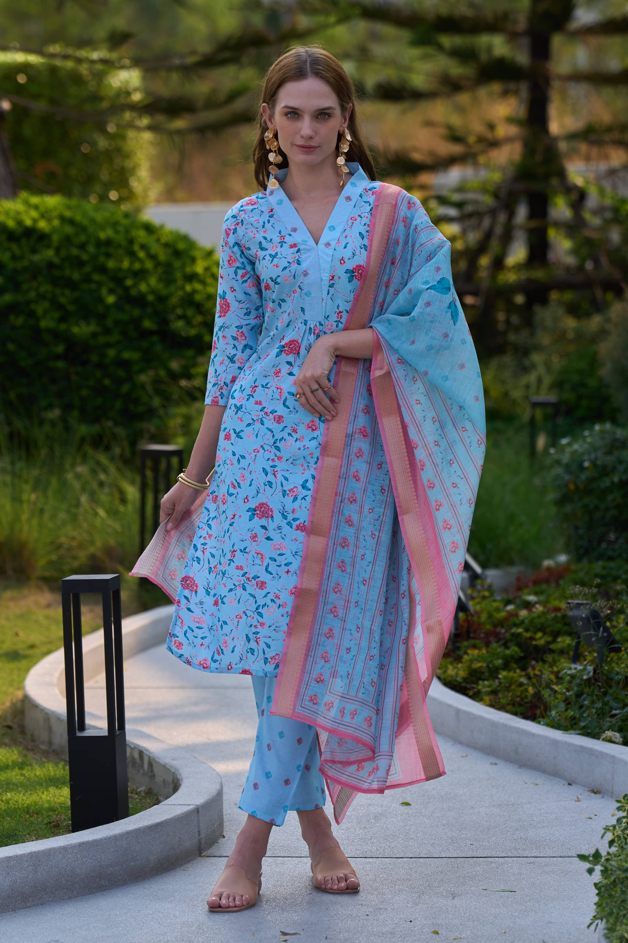 MOJILAA Silk Printed Kurti With Pants Women's Stitched Salwar Suit - Blue ( Pack of 1 ) MOJILAA Silk Printed Kurti With Pants Women's Stitched Salwar Suit - Blue ( Pack of 1 )