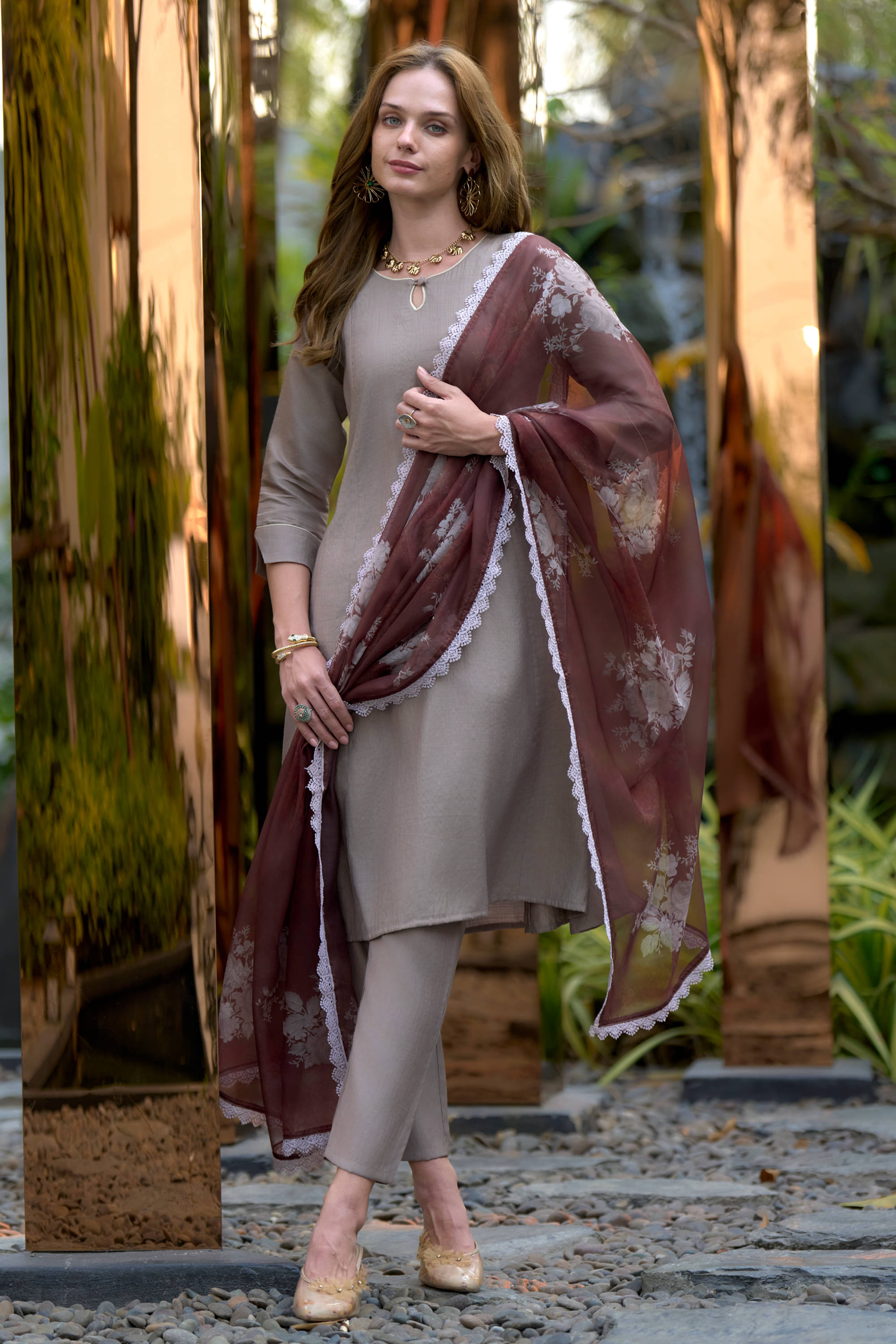     			MOJILAA Silk Solid Kurti With Pants Women's Stitched Salwar Suit - Grey ( Pack of 1 )