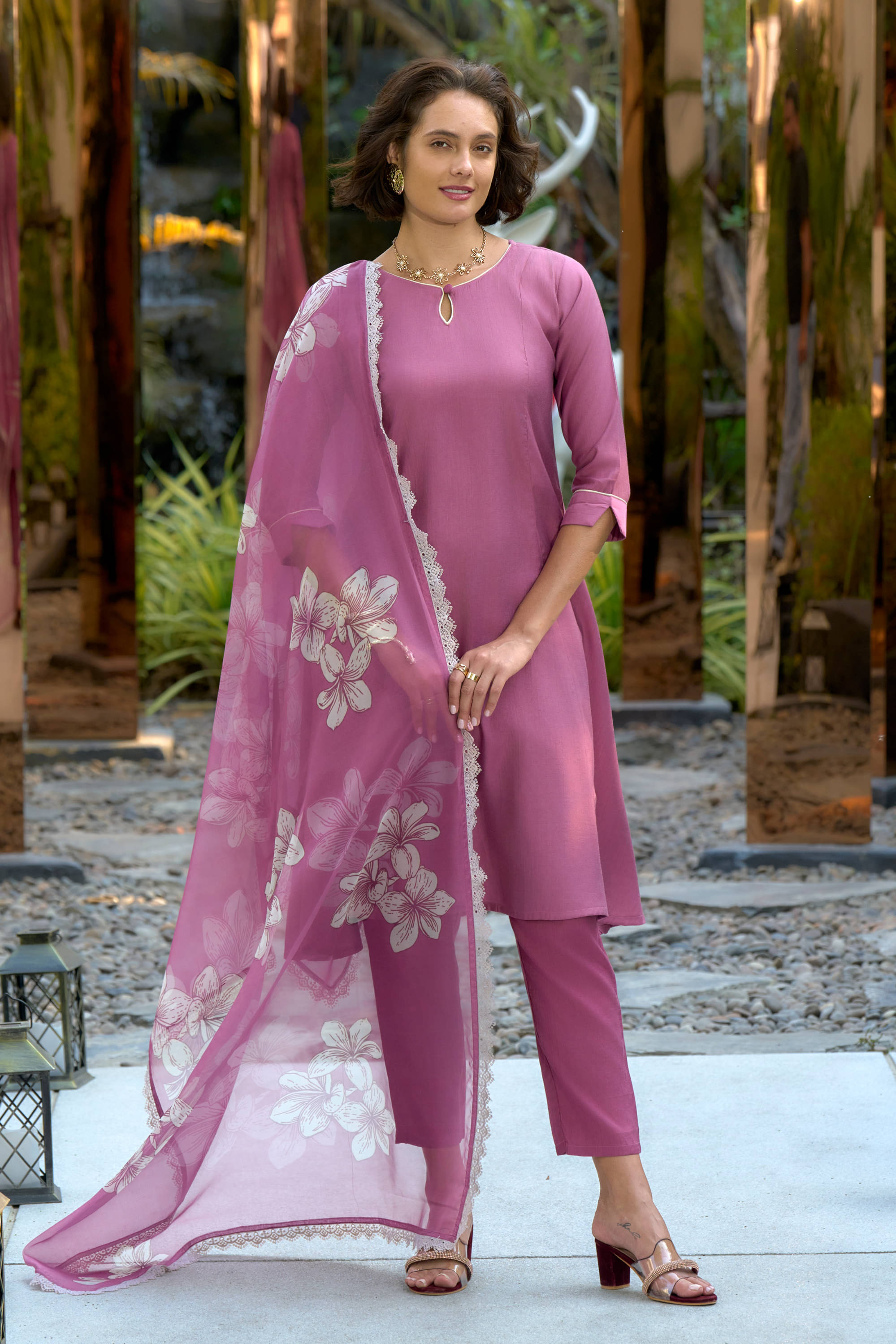MOJILAA Silk Solid Kurti With Pants Women's Stitched Salwar Suit - Pink ( Pack of 1 ) MOJILAA Silk Solid Kurti With Pants Women's Stitched Salwar Suit - Pink ( Pack of 1 )
