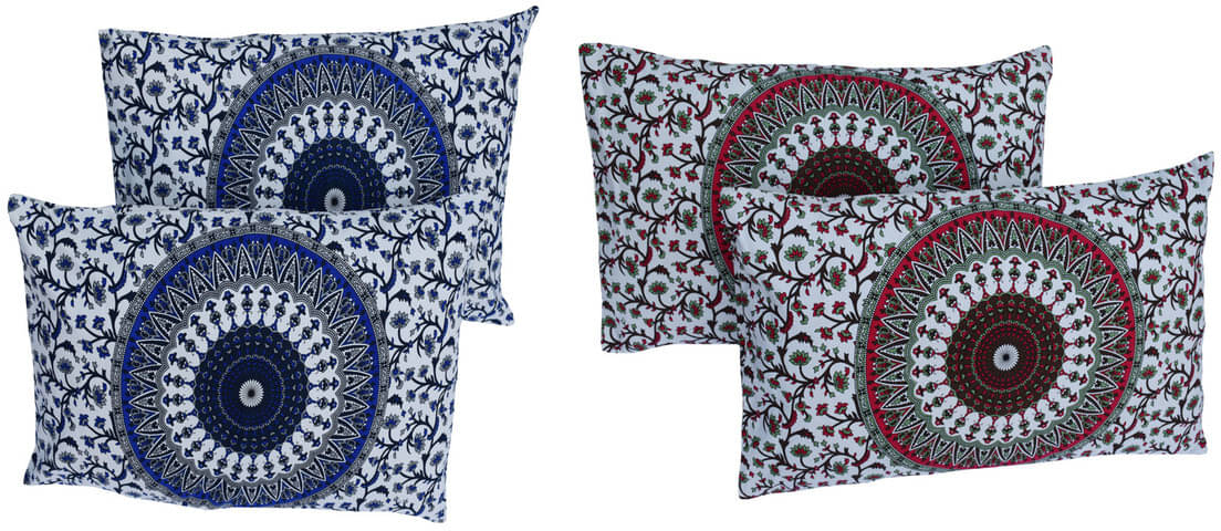     			Miyanbazaz Set of 4 Cotton Floral Cylindrical Cushion Cover (45X45)cm - Multi