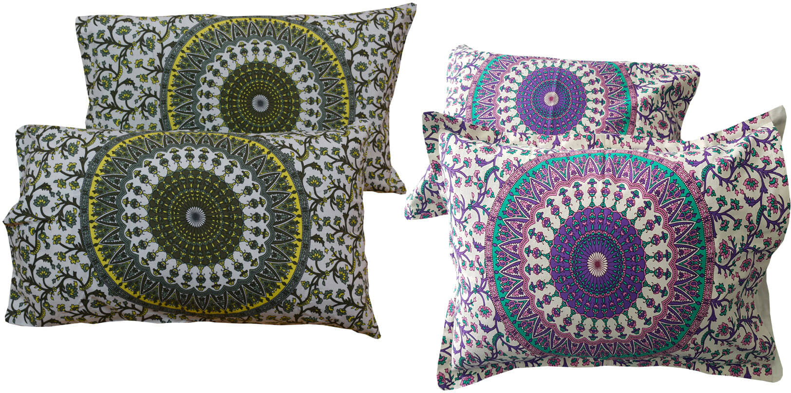     			Miyanbazaz Set of 4 Cotton Floral Cylindrical Cushion Cover (45X45)cm - Multi