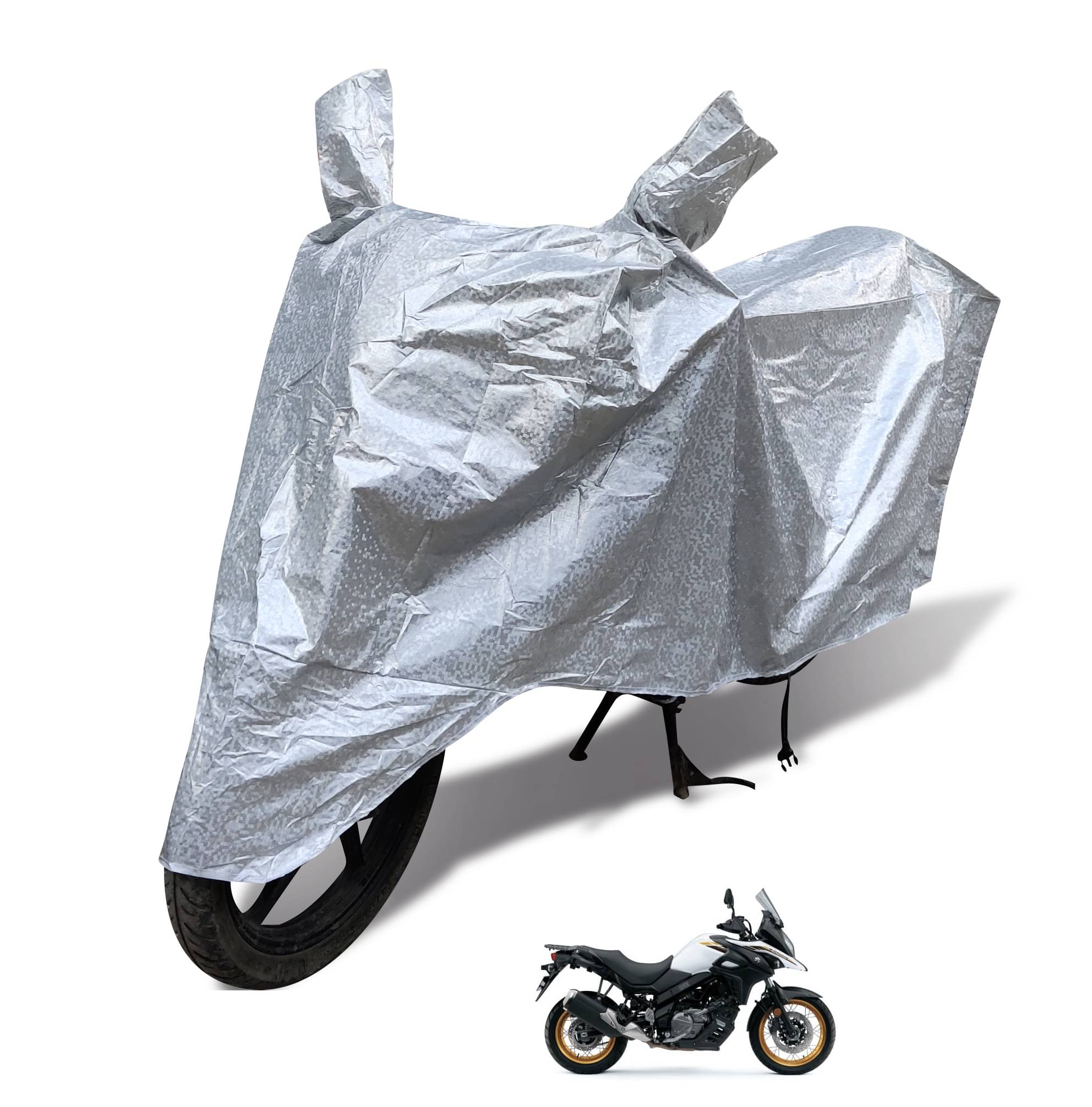 Mockhe Bike Body Cover for Suzuki V-Strom ( Pack of 1 ) , Silver Mockhe Bike Body Cover for Suzuki V-Strom ( Pack of 1 ) , Silver