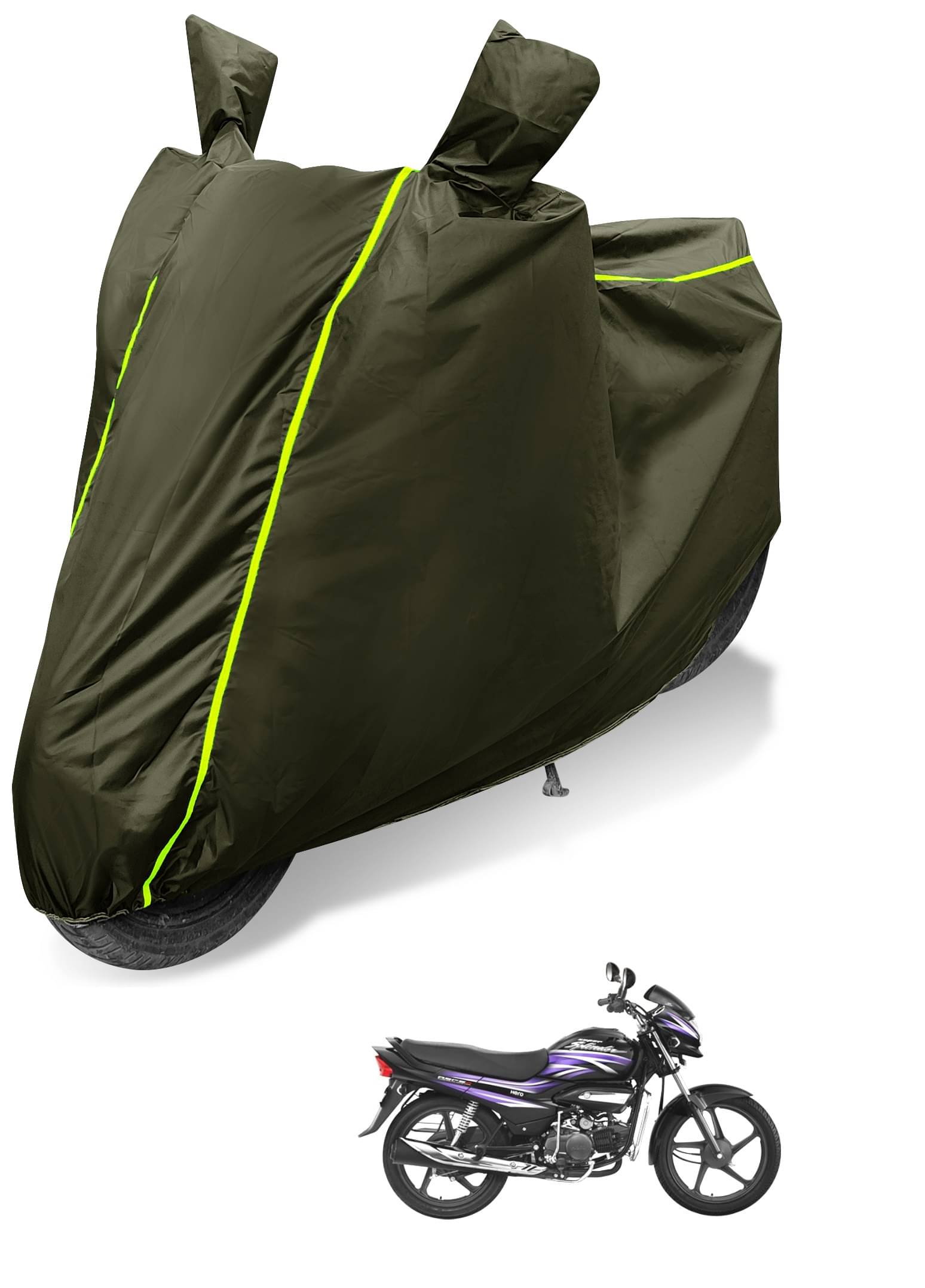 Mockhe Bike Body Cover for TVS Heavy Duty Super XL ( Pack of 1 ) , Green Mockhe Bike Body Cover for TVS Heavy Duty Super XL ( Pack of 1 ) , Green