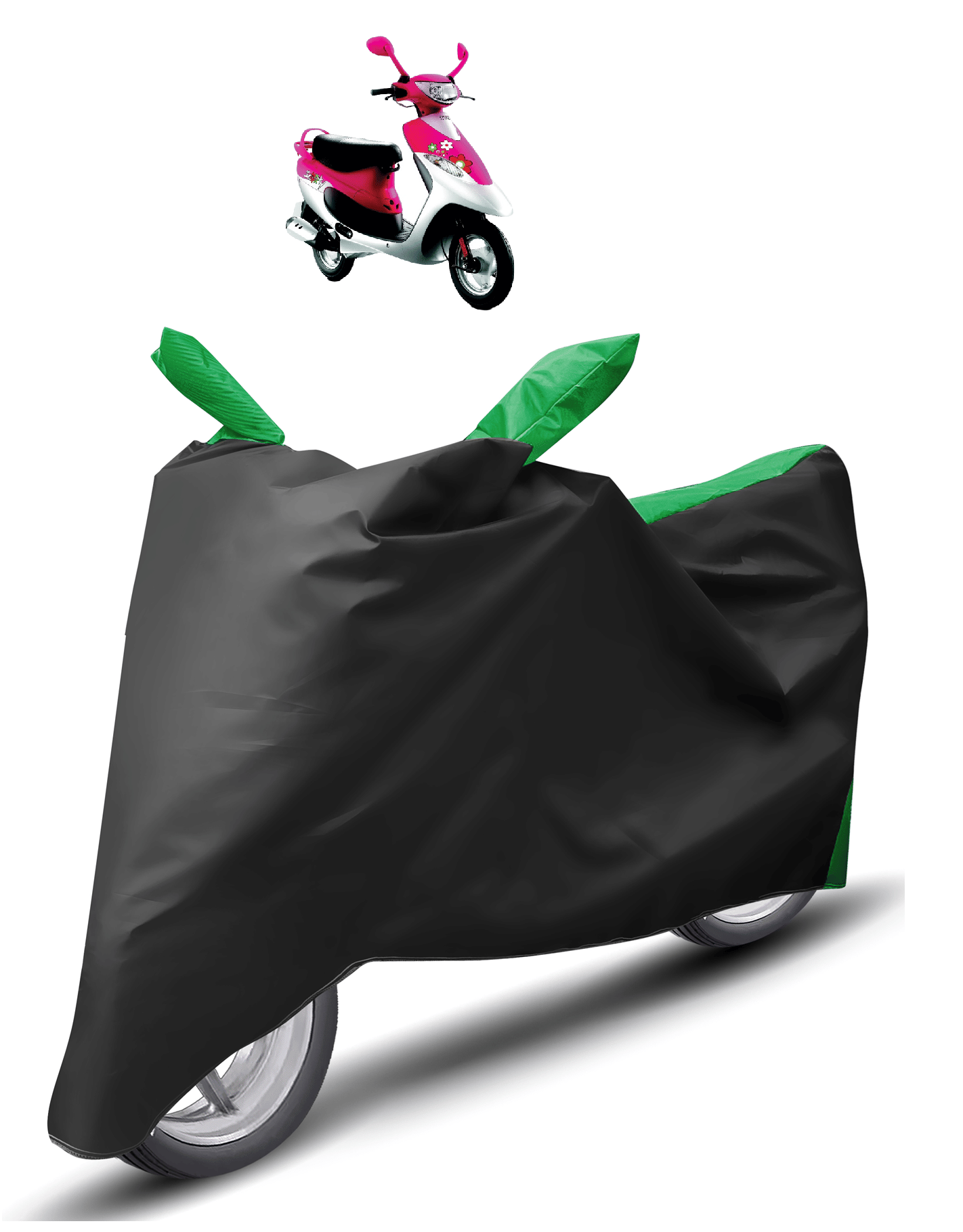 Mockhe Bike Body Cover for TVS Scooty Pep + ( Pack of 1 ) , Green