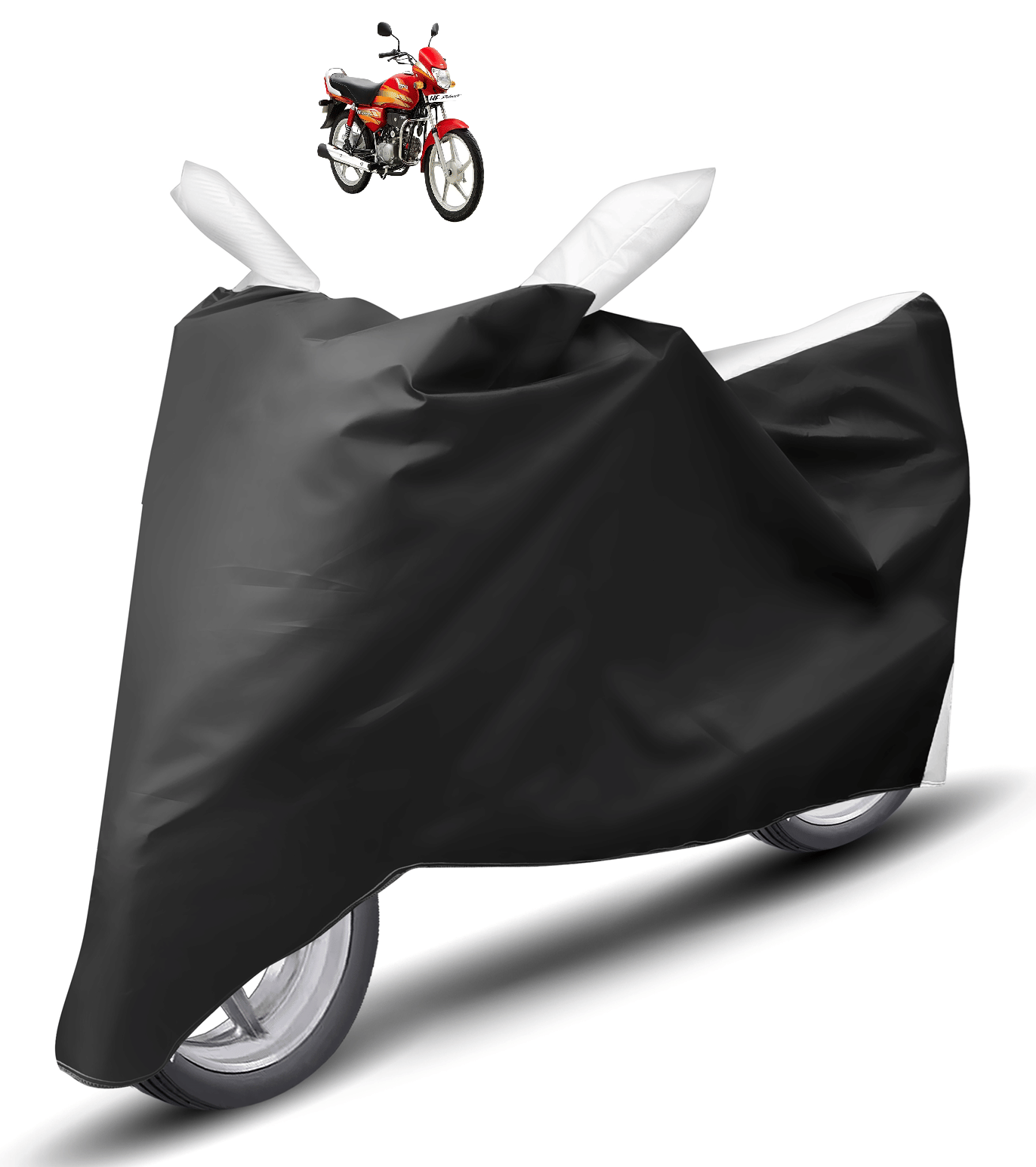 Mockhe Bike Body Cover for Hero HF Deluxe ( Pack of 1 ) , White Mockhe Bike Body Cover for Hero HF Deluxe ( Pack of 1 ) , White