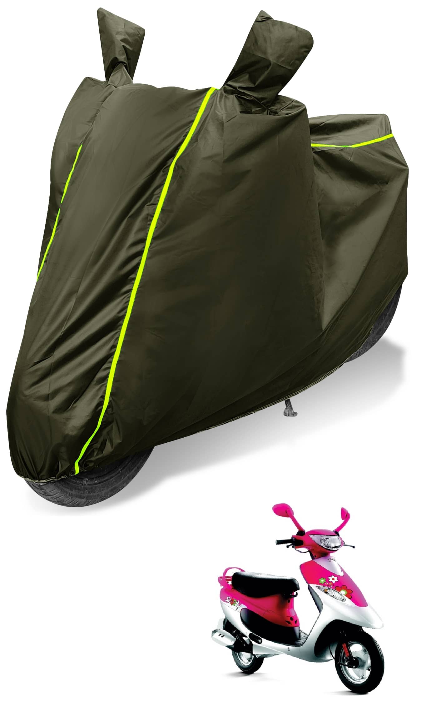 Mockhe Bike Body Cover for TVS Scooty Pep + ( Pack of 1 ) , Green