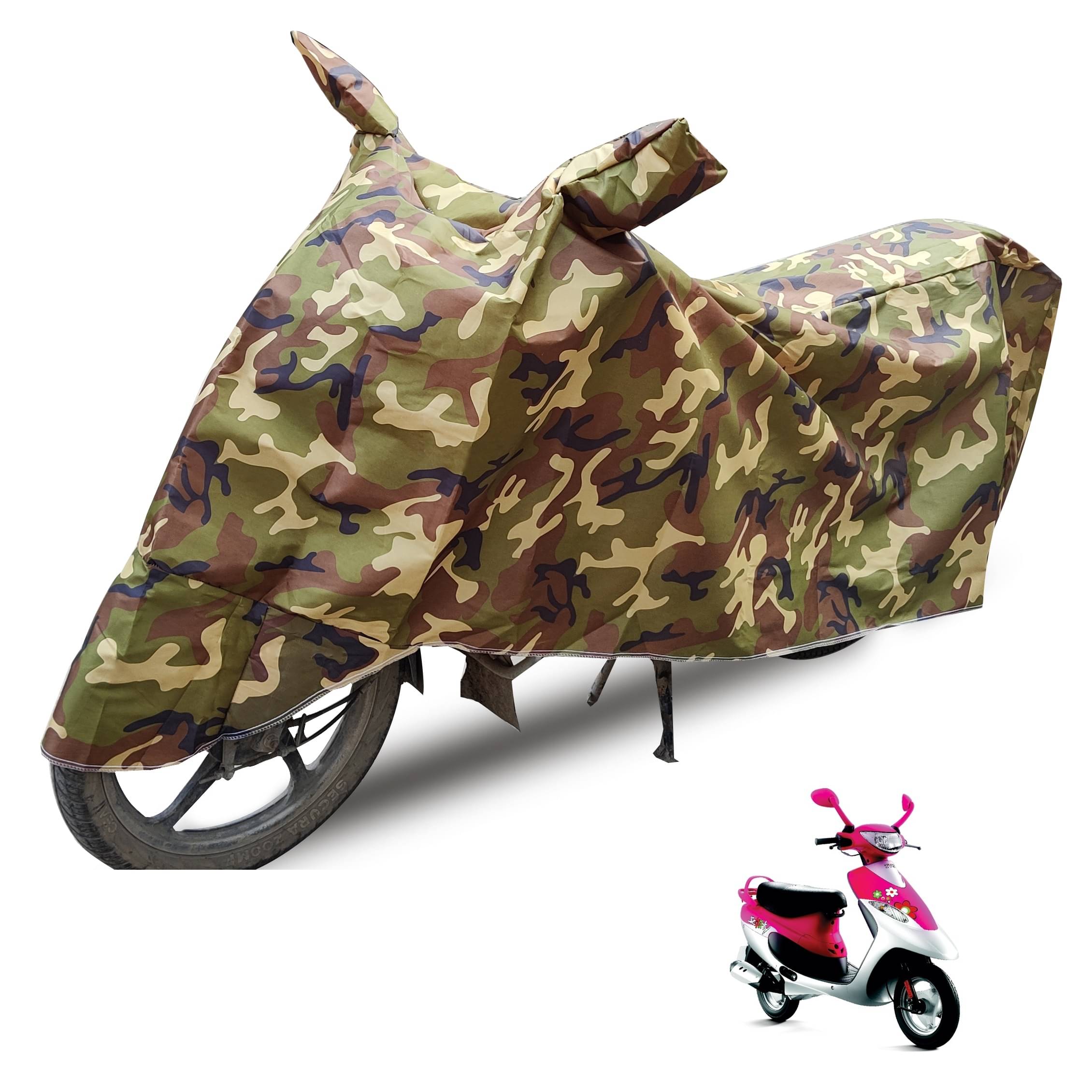     			Mockhe Bike Body Cover for TVS Scooty Pep + ( Pack of 1 ) , Camouflage